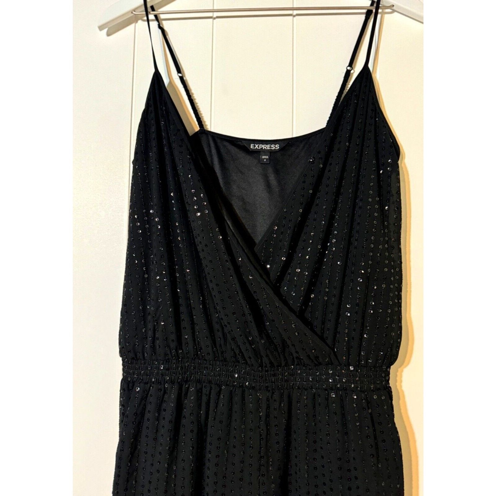 Express Express Women's Evening Wear Black Sequin Jumpsuit Size 2 Size 26" / US 2 / IT 38 - 4 Thumbnail
