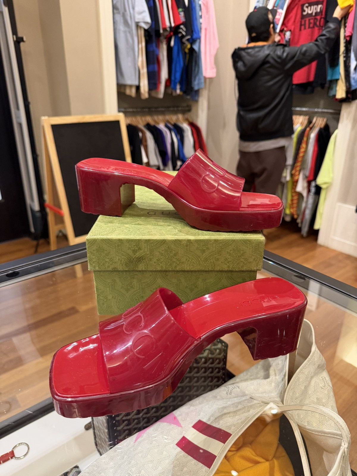 Gucci Gucci Rubber Jelly Platform Sandal - Hibiscus Red Size US 9 / IT 39 - 2 Thumbnail