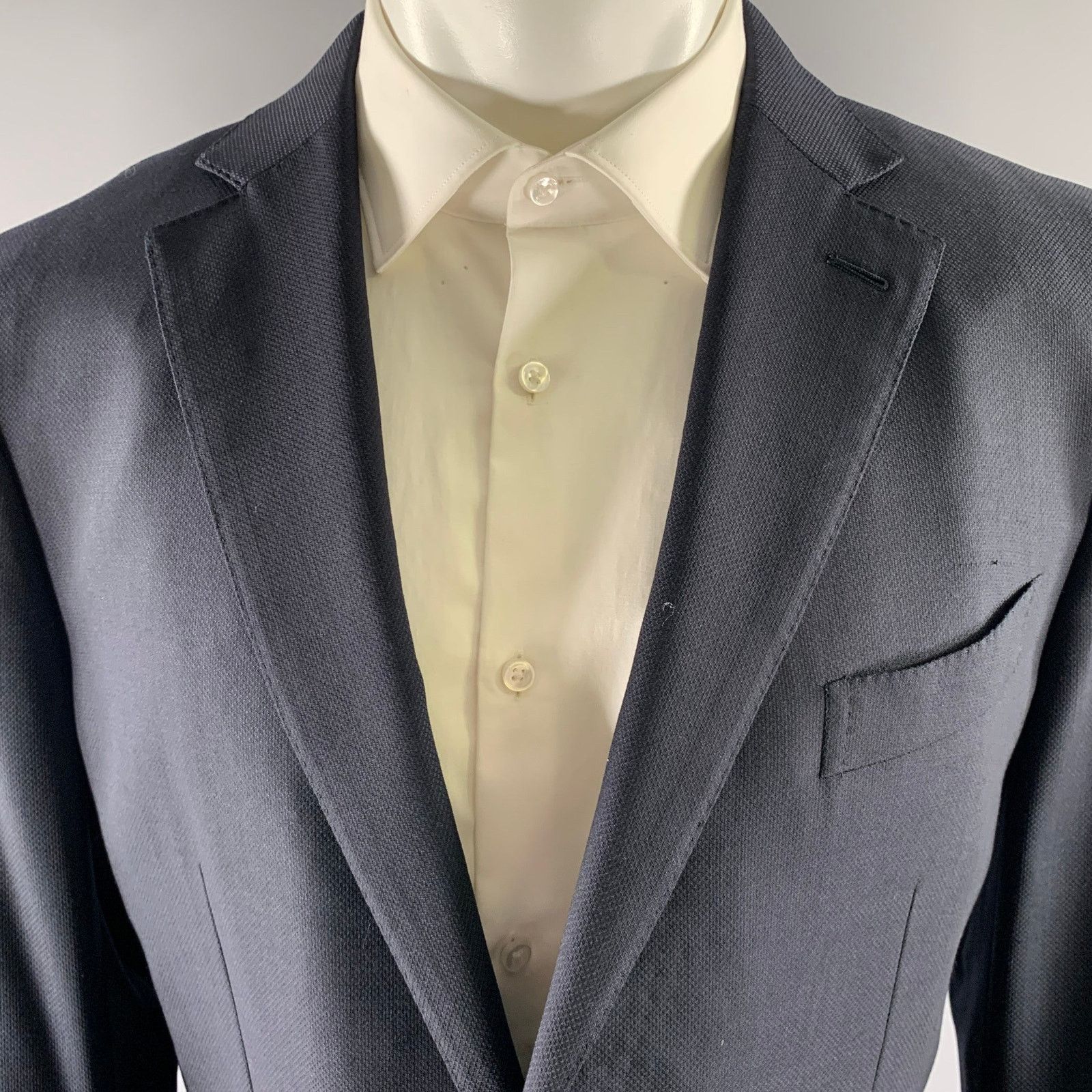 Ermenegildo Zegna ERMENEGILDO ZEGNA Size 42 Navy Wool Notch Lapel Sport Coat Size 42L - 2 Thumbnail