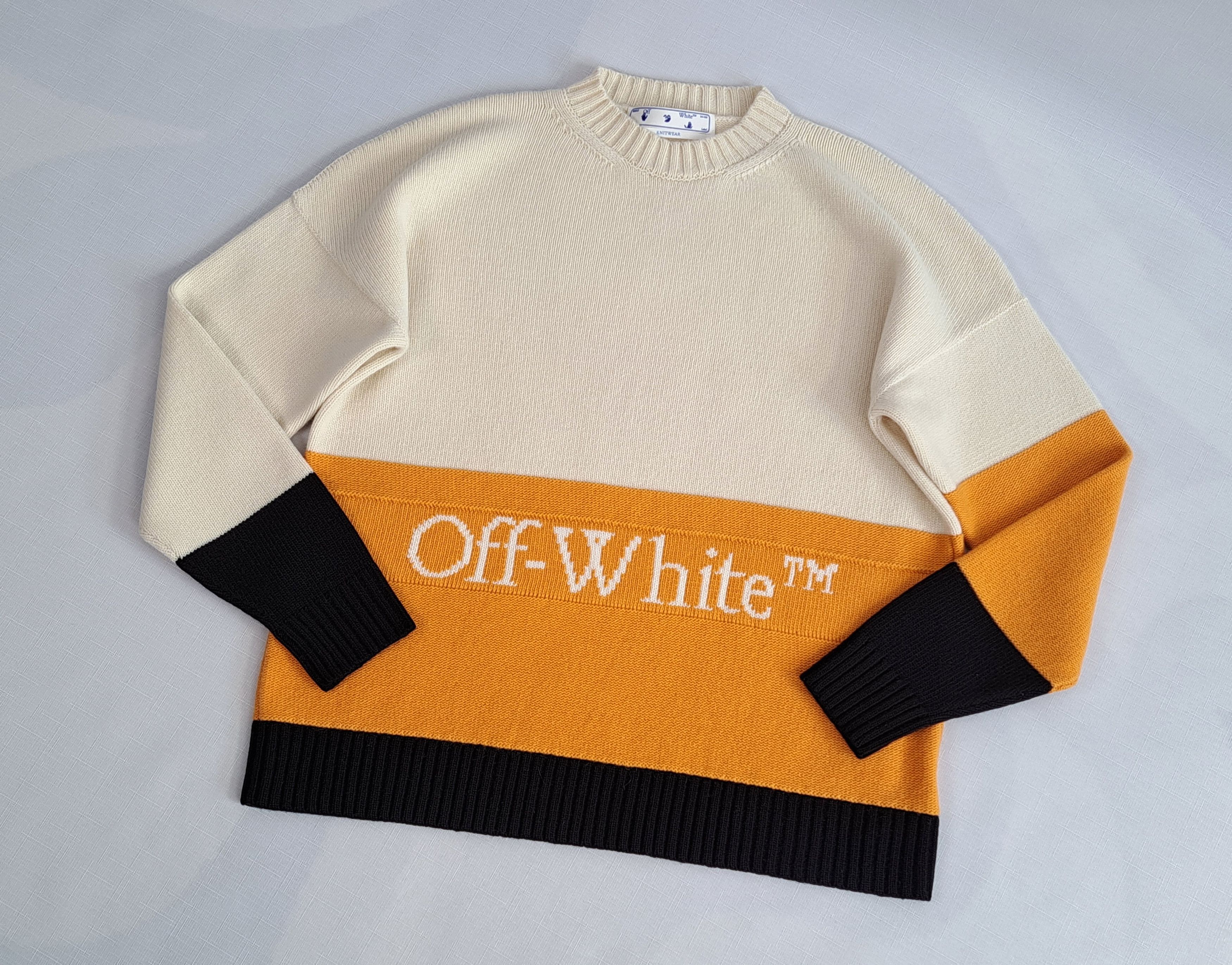 Off-White OFF-WHITE knit color block crewneck wool sweater. Size M. Size US M / EU 48-50 / 2 - 7 Thumbnail
