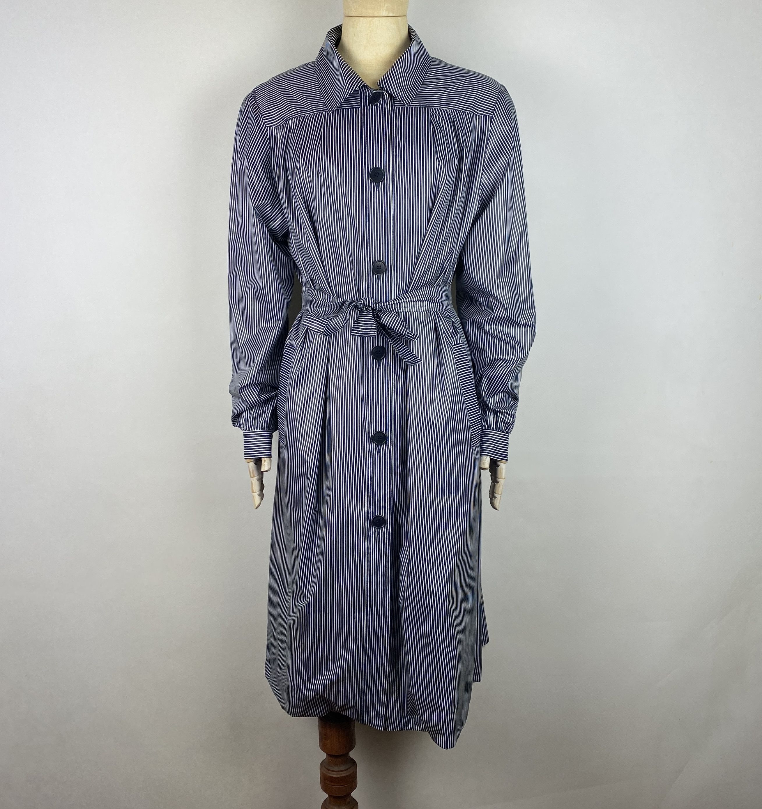 Women`s Vintage Celine Paris Nylon Striped Trench Coat
