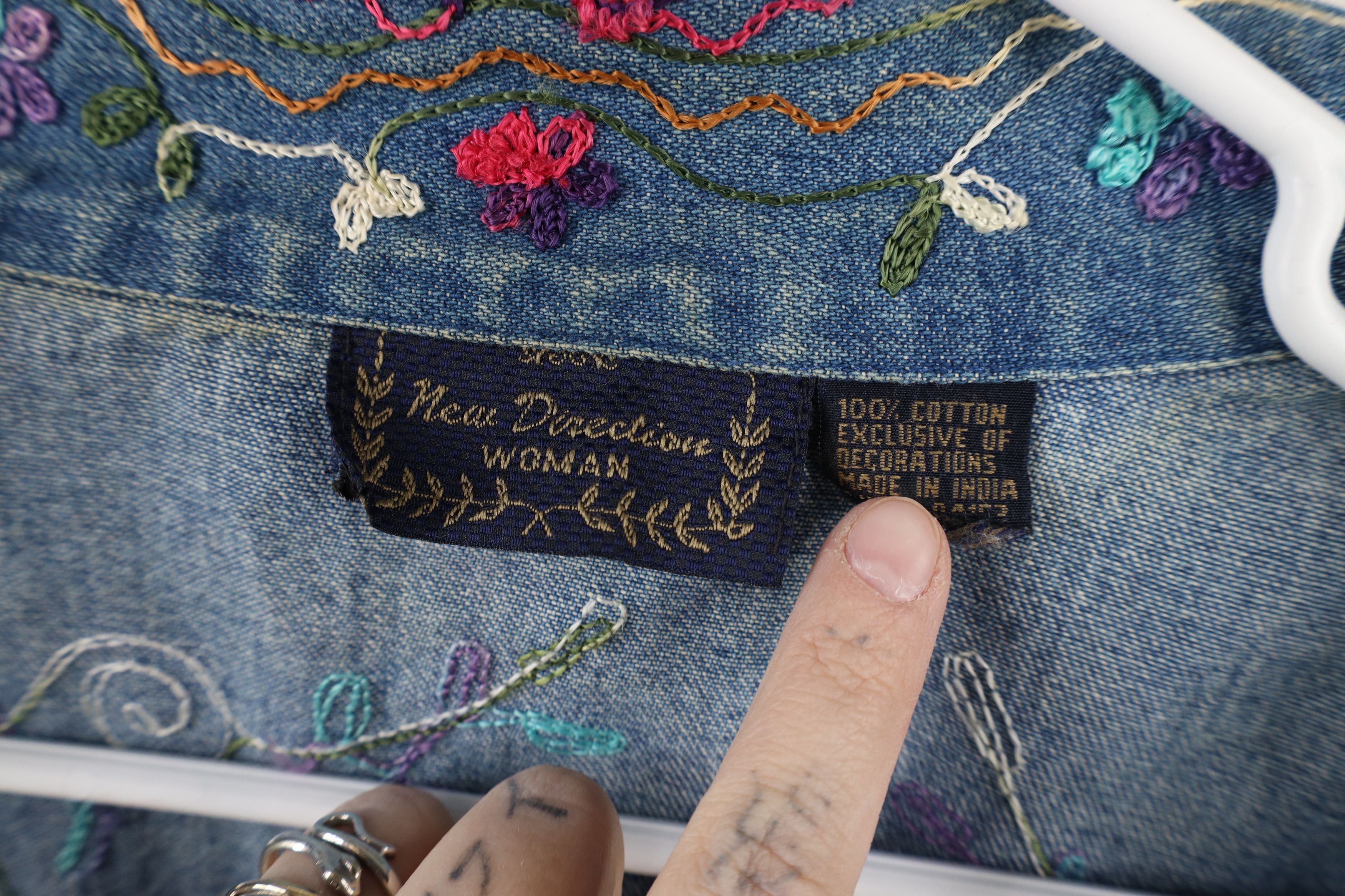 Vintage Vintage 90s Y2K Fairy Bella Embroidered Flower Denim Jacket Size XXL / US 16-18 / IT 52-54 - 6 Thumbnail