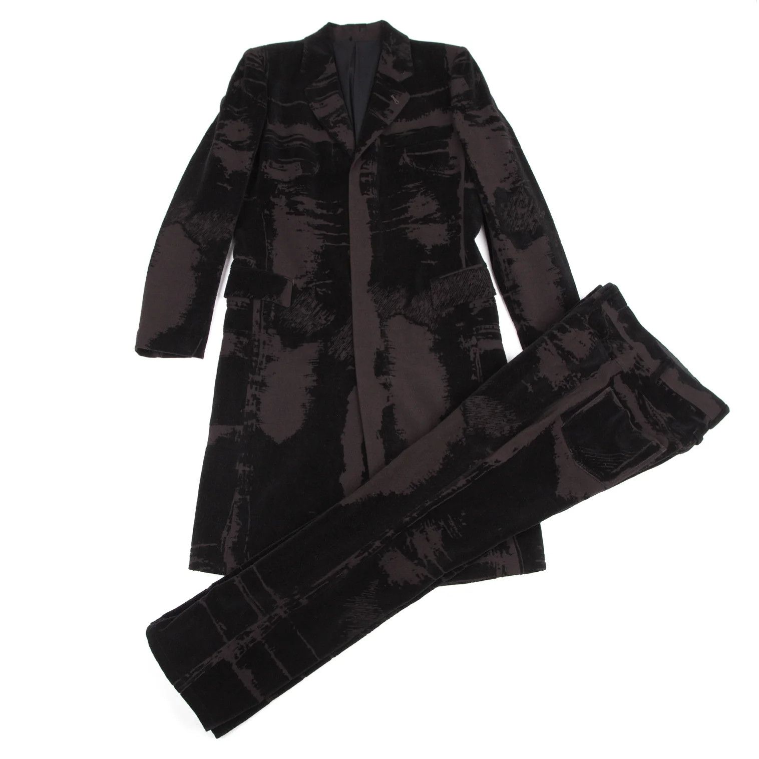 Jean Paul Gaultier Graphic Flocked Wool Pants in Brown and Black, Size 46 Size US 30 / EU 46 - 11 Thumbnail