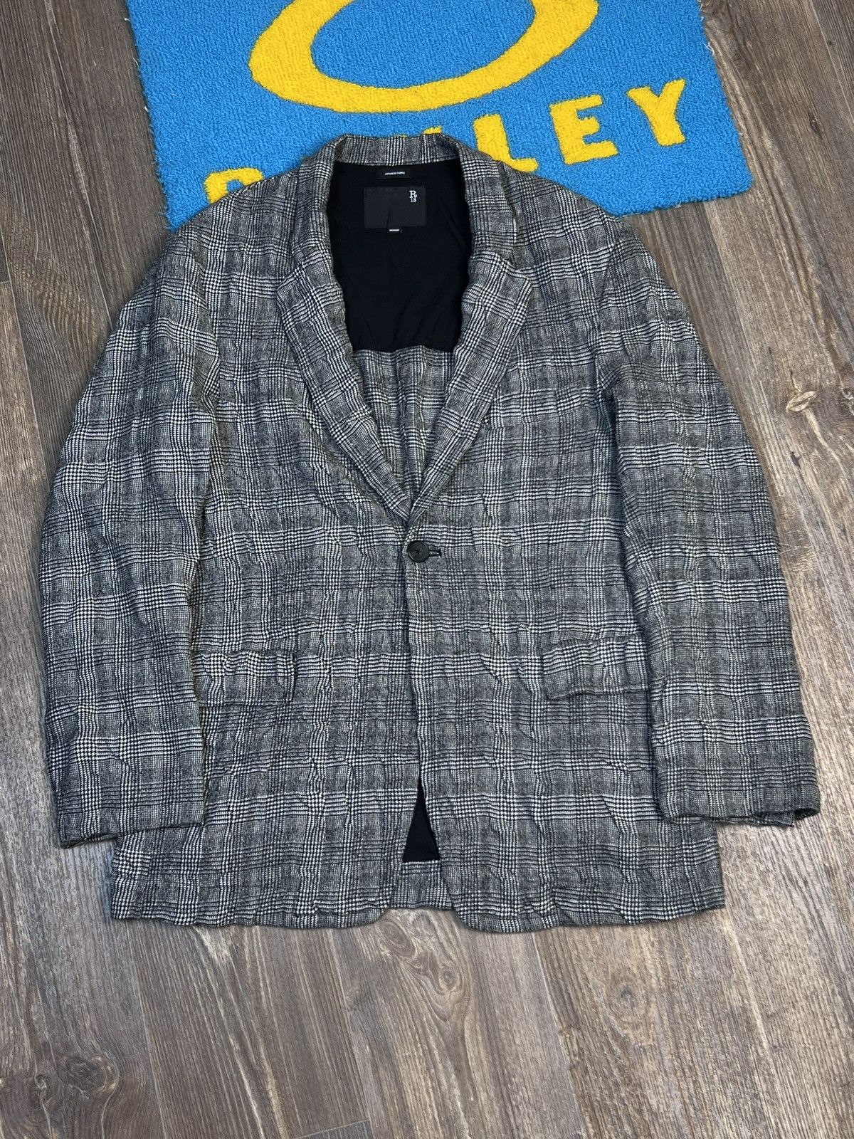 Japanese Brand × R13 R13 Ragged Oversized Checked Grey Blazer Size M / US 6-8 / IT 42-44 - 1 Thumbnail