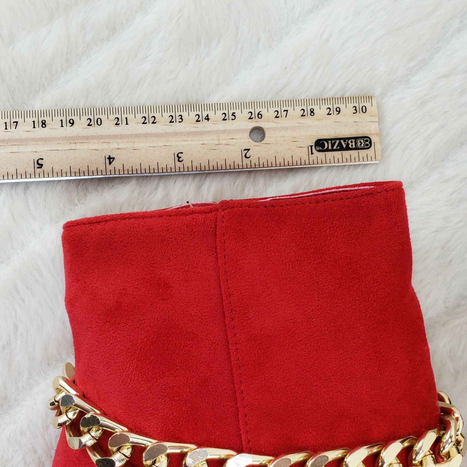 Other Crave Red FX Suede & Chain Sexy Pointy Toe 4" Stiletto High Size US 11 / IT 41 - 4 Thumbnail