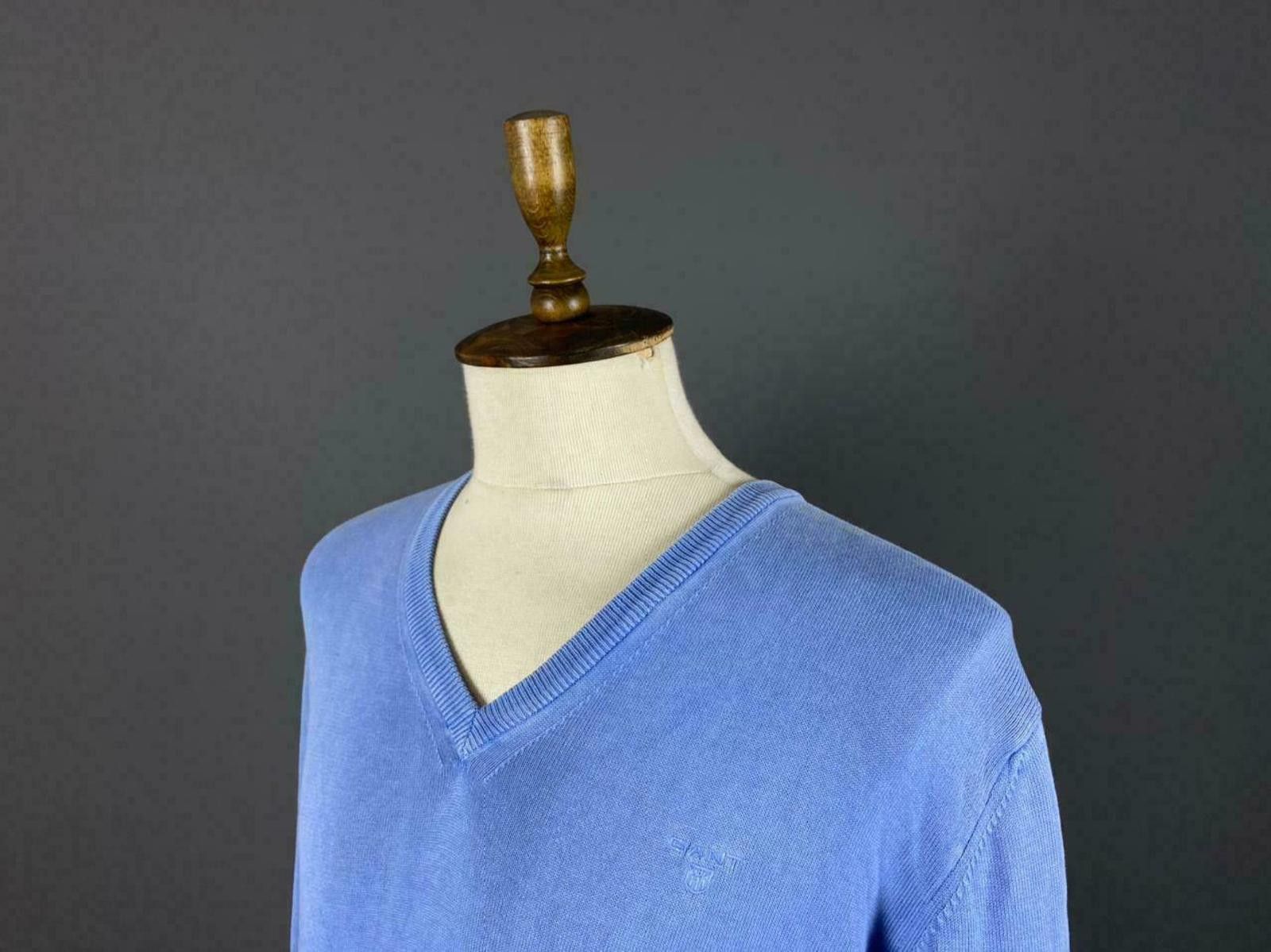 Gant Gant Blue V-Neck Cotton Sweater Size XL Pit to Pit 23" Size US XL / EU 56 / 4 - 2 Thumbnail