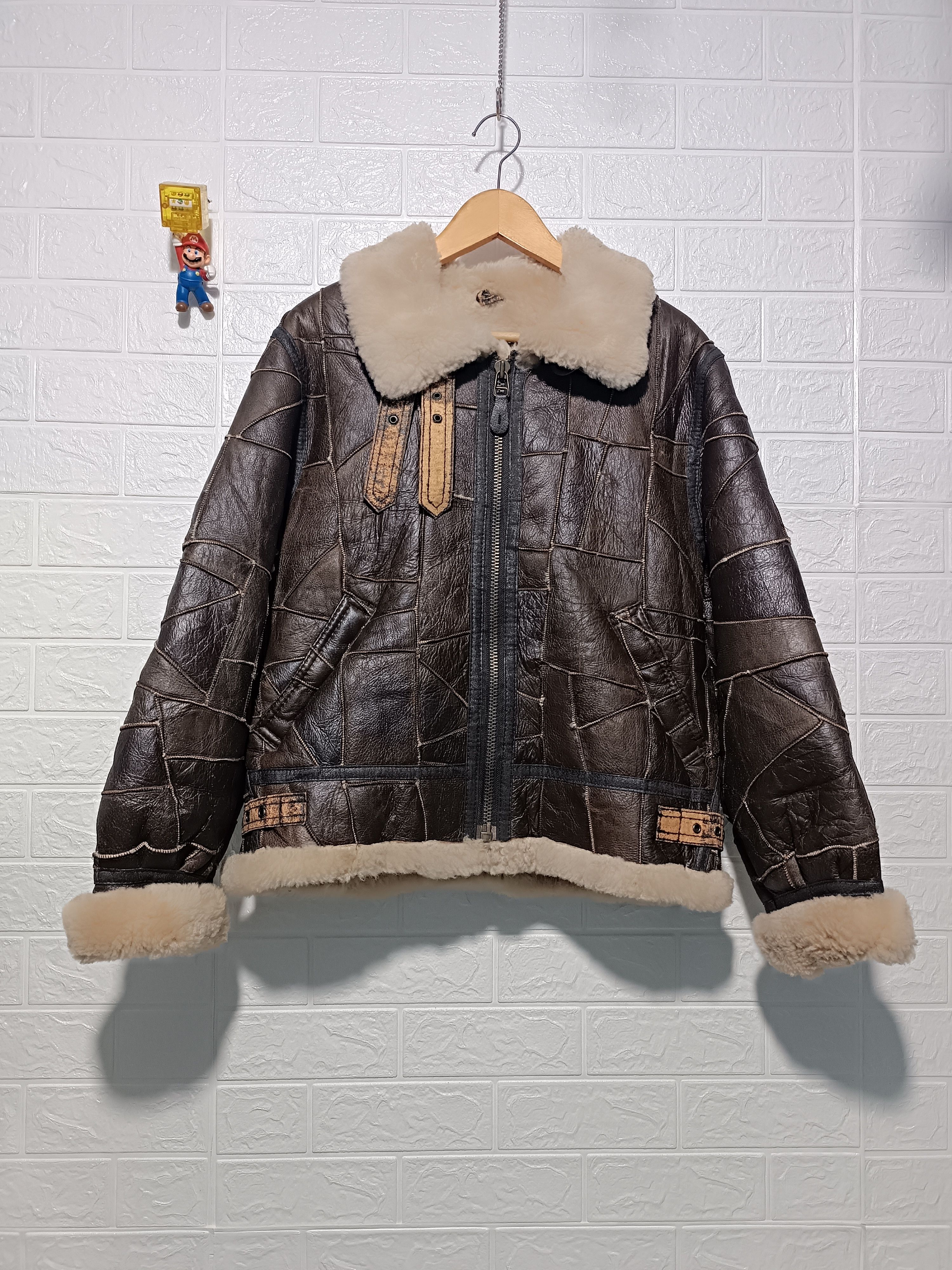 Vintage Real Mounton Crust B-3 B3 Flight Jacket Sheepskin Patchwork Size US M / EU 48-50 / 2 - 1 Thumbnail