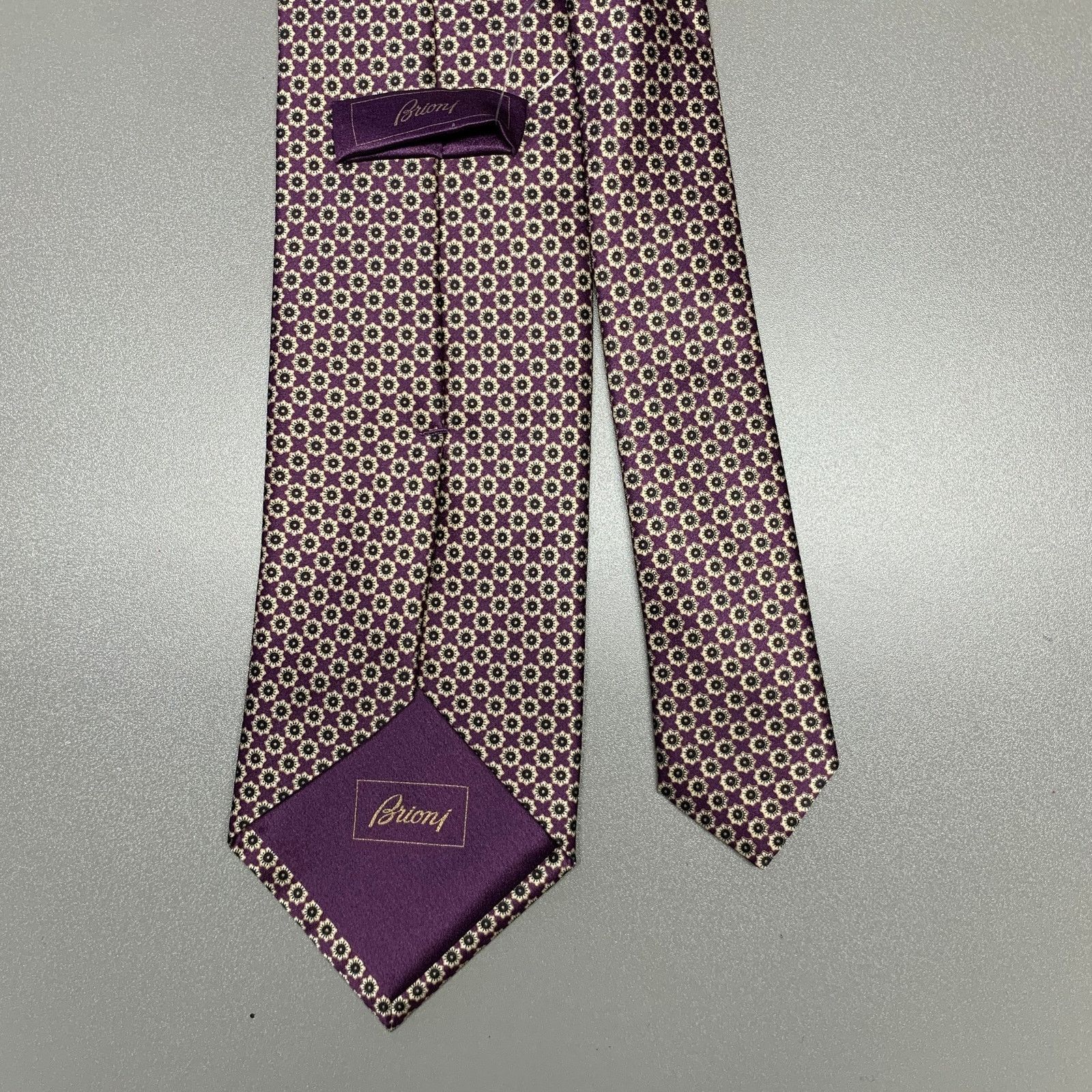 Brioni BRIONI Purple Tan Floral Silk Tie Size ONE SIZE - 2 Thumbnail