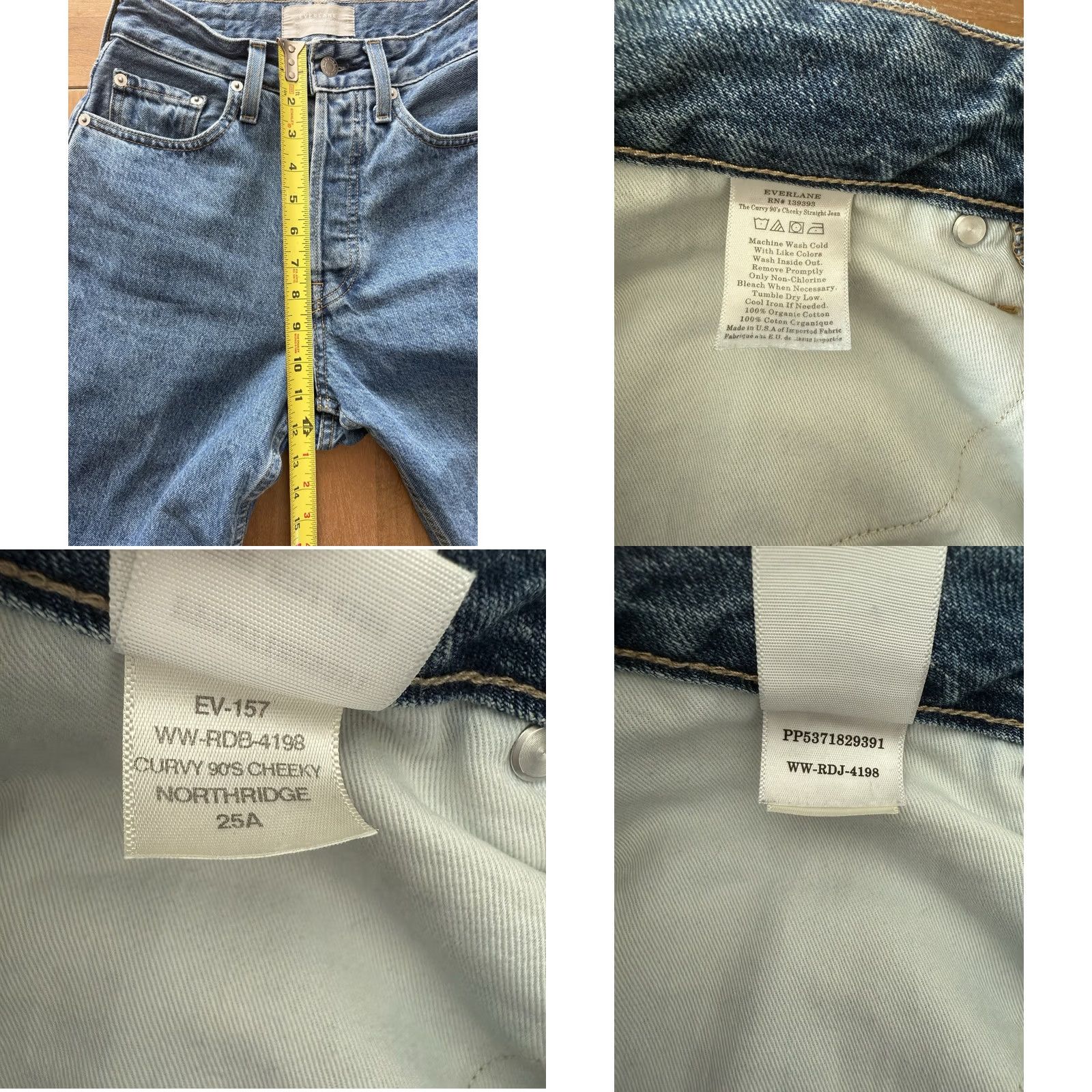 Everlane Everlane Jeans Straight 90s High Waist 25 Womens Blue Denim Button Fly 5-Pocket Regular Fit 100% Cotton USA Logo Vintage: No Size 42" / US 20 - 8 Thumbnail