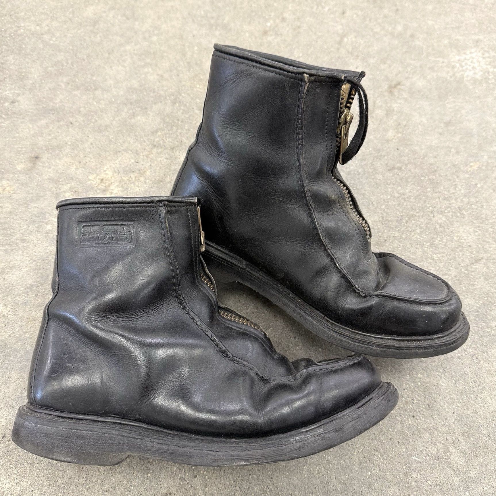 Doublet VINTAGE Double-H Boots Leather Front Zip Black Stadium Boots 5331 USA 7.5 D Distressed Mens Boots Western Leather Zip USA 5331 VTG Size US 7 / EU 40 - 2 Thumbnail