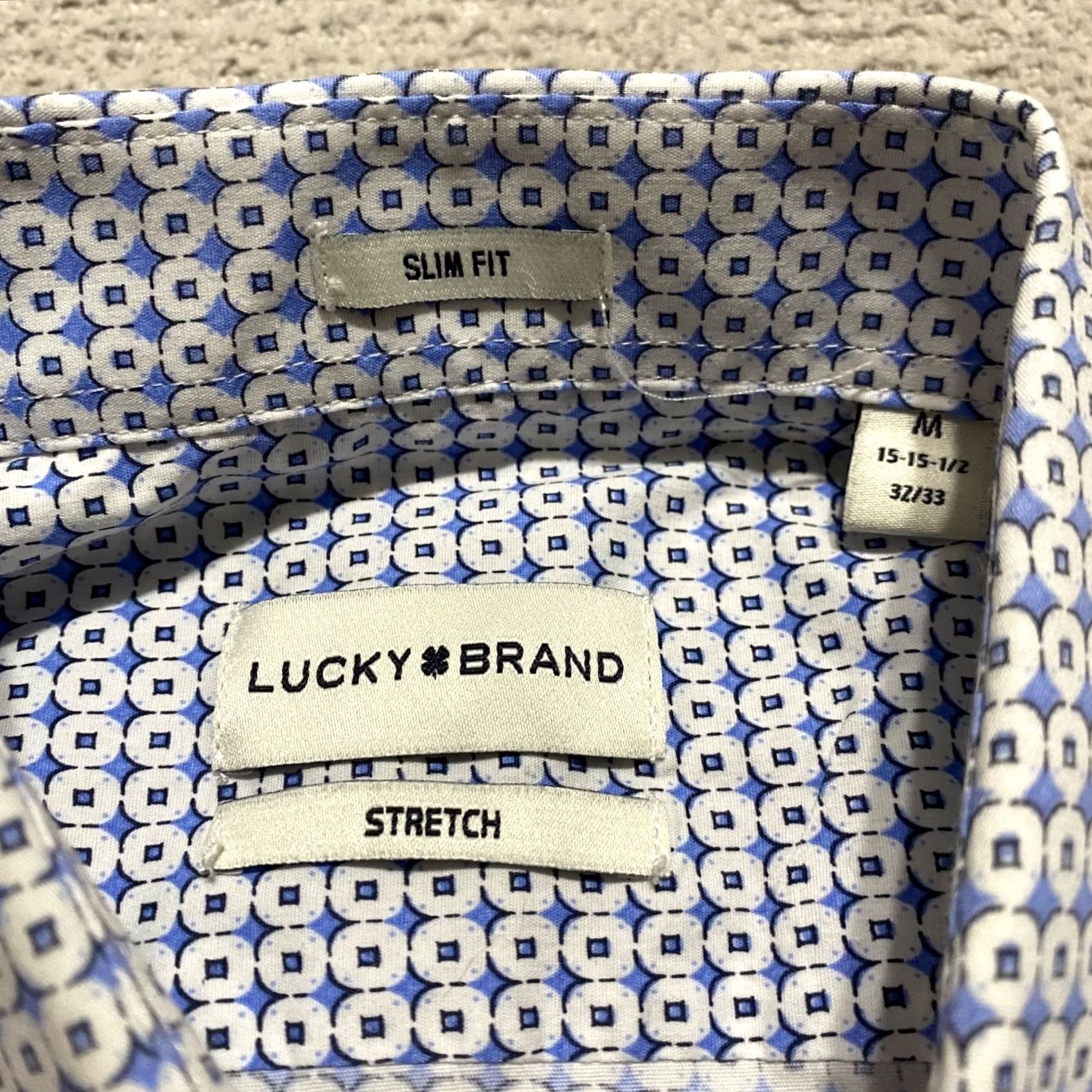 Lucky Brand Lucky Brand Mens Shirt Blue Geometric Long Sleeve Button Front Slim Fit M Size US M / EU 48-50 / 2 - 3 Thumbnail