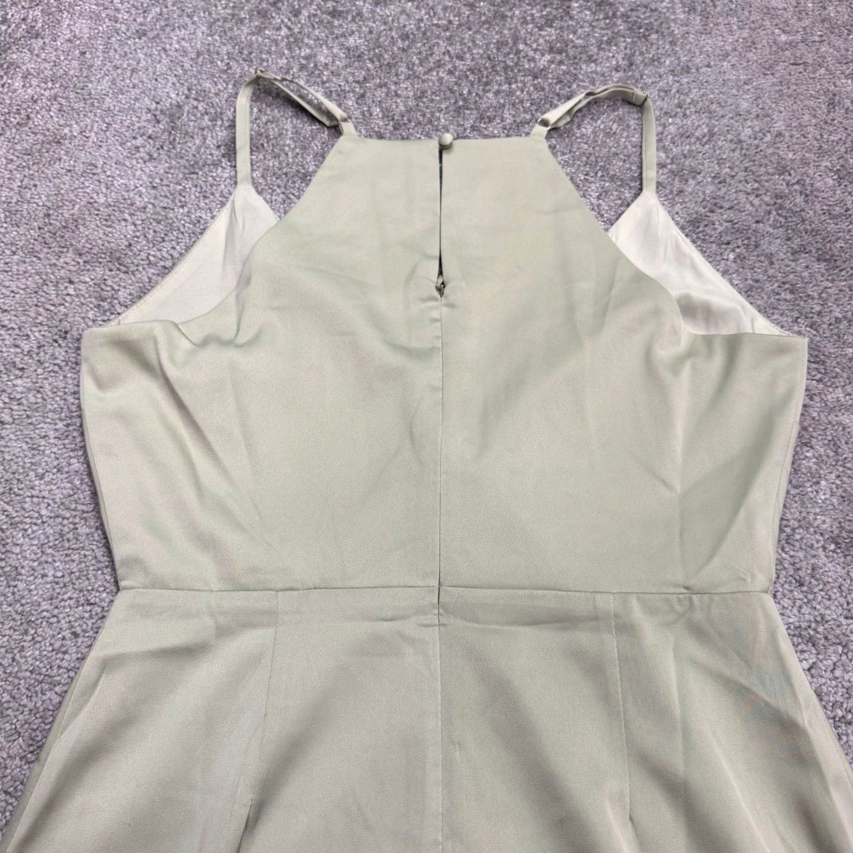 Lulus Lulus What A Stunner Satin Asymmetrical Wrap Mini Dress Womens Small Sage Green Satin Asymmetric Mini Dress Womens Small Green 90s Size S / US 4 / IT 40 - 6 Thumbnail