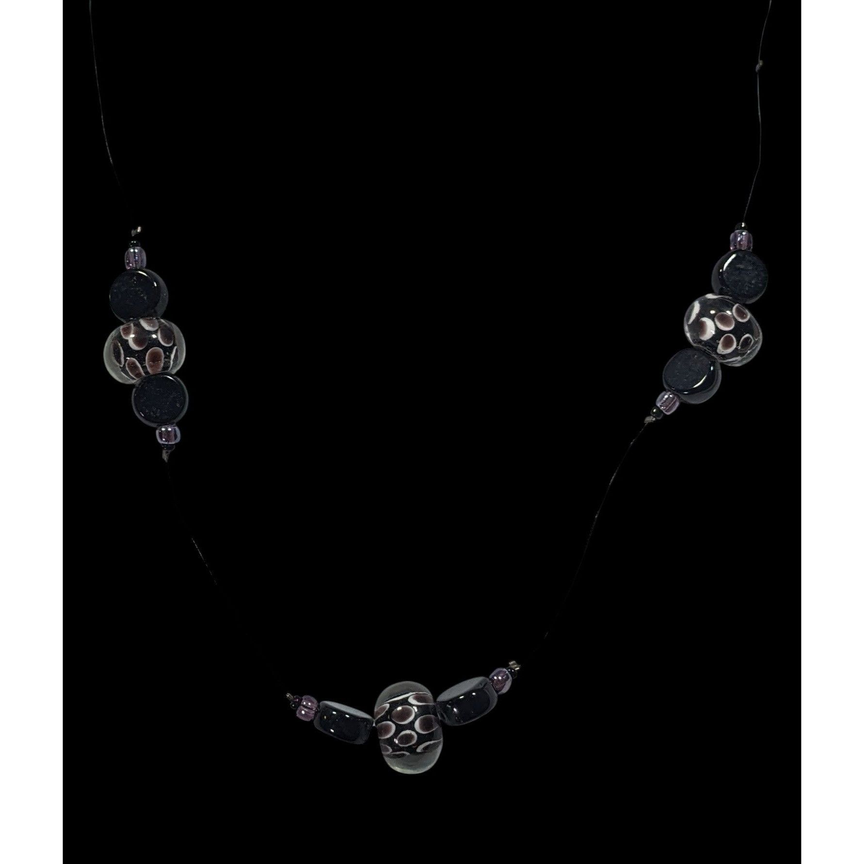 Other Elegant Lamp Work Glass Beaded Black And Silver Tone Station Size ONE SIZE - 5 Thumbnail