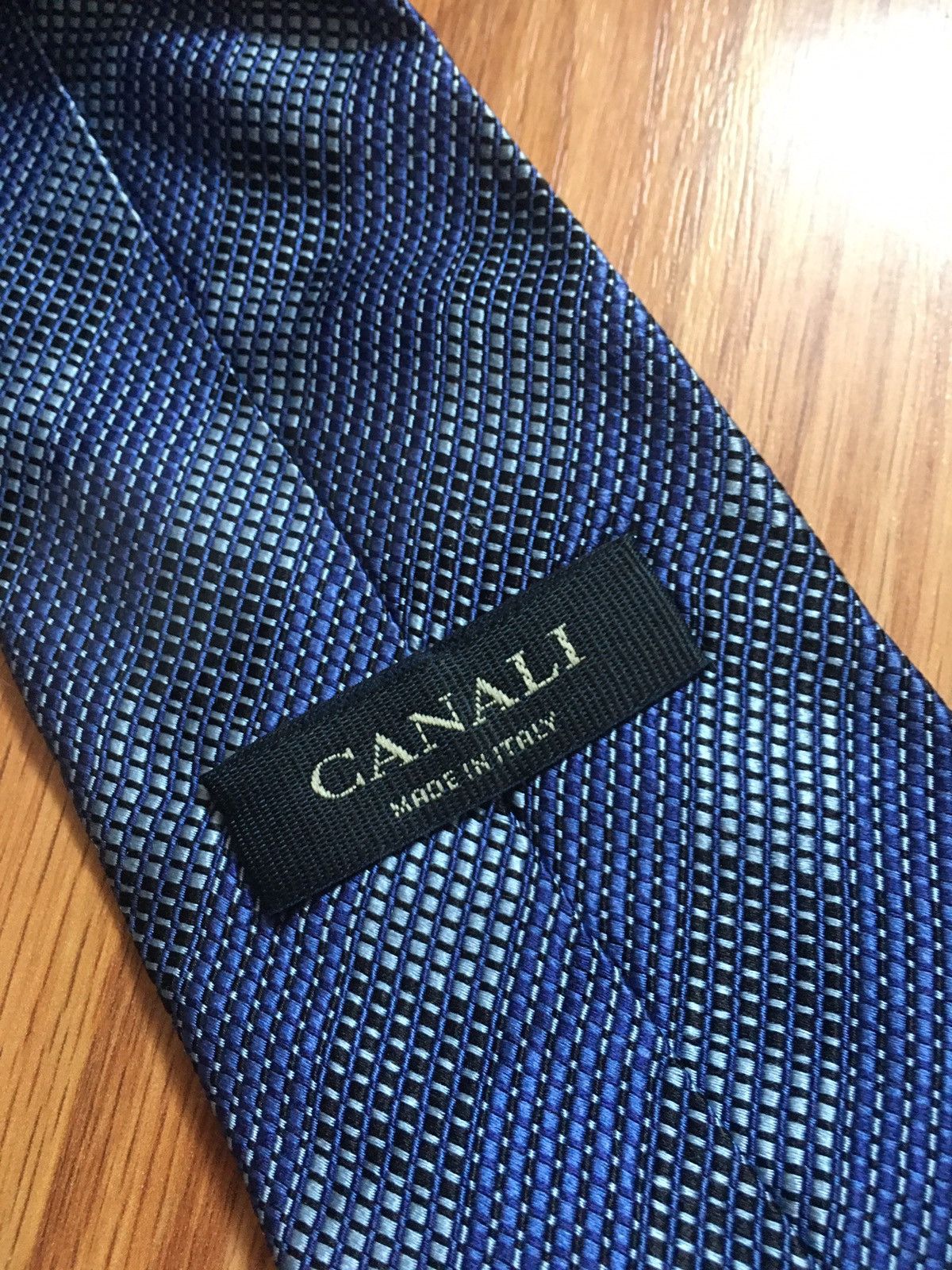 Canali × Designer CANALI Blue Designer Silk Italy Mens Tie Size ONE SIZE - 4 Thumbnail