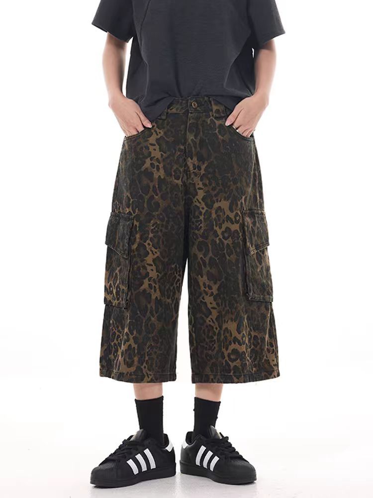 Japanese Brand × Vintage Leopard print street hip hop washed baggy shorts Size US 34 / EU 50 - 5 Thumbnail
