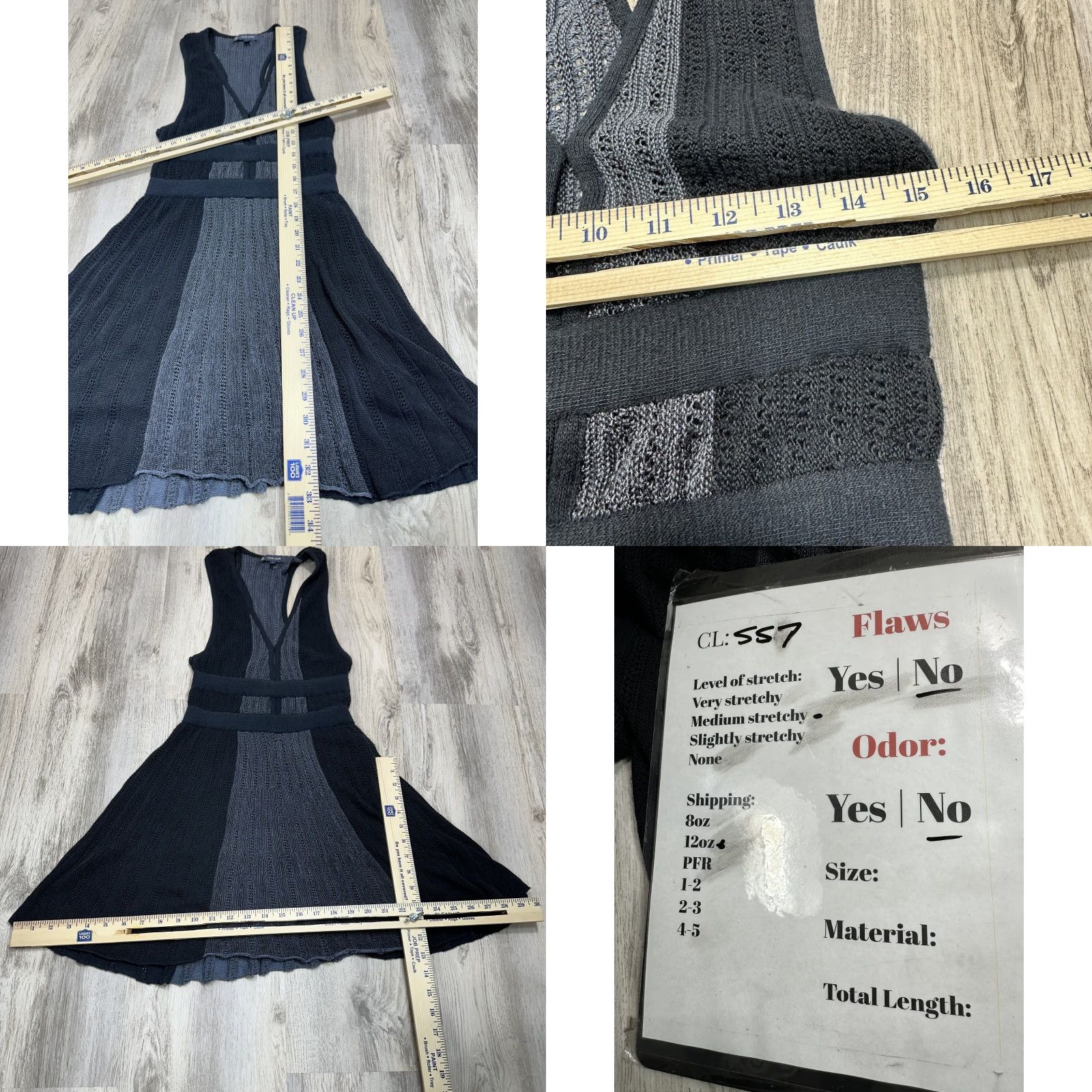 Vintage John John Black Gray Tricot Dress Fit & Flare Sleeveless Deep V-Neck Lined Sz S Womens Party/Cocktail Casual Size S / US 4 / IT 40 - 8 Thumbnail