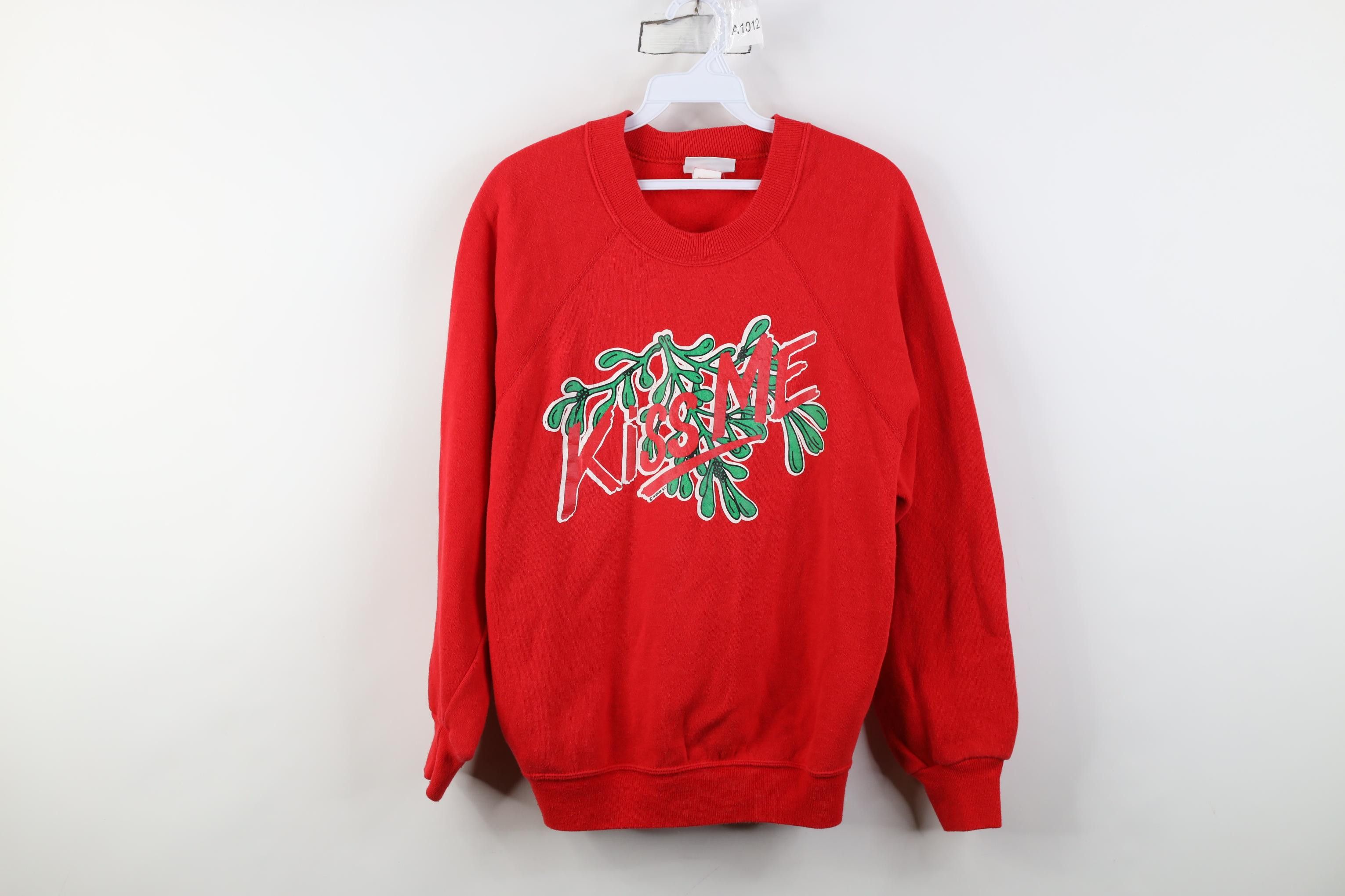 Vintage Vintage 80s Christmas Mistletoe Kiss Me Crewneck Sweatshirt Size XL / US 12-14 / IT 48-50 - 1 Thumbnail