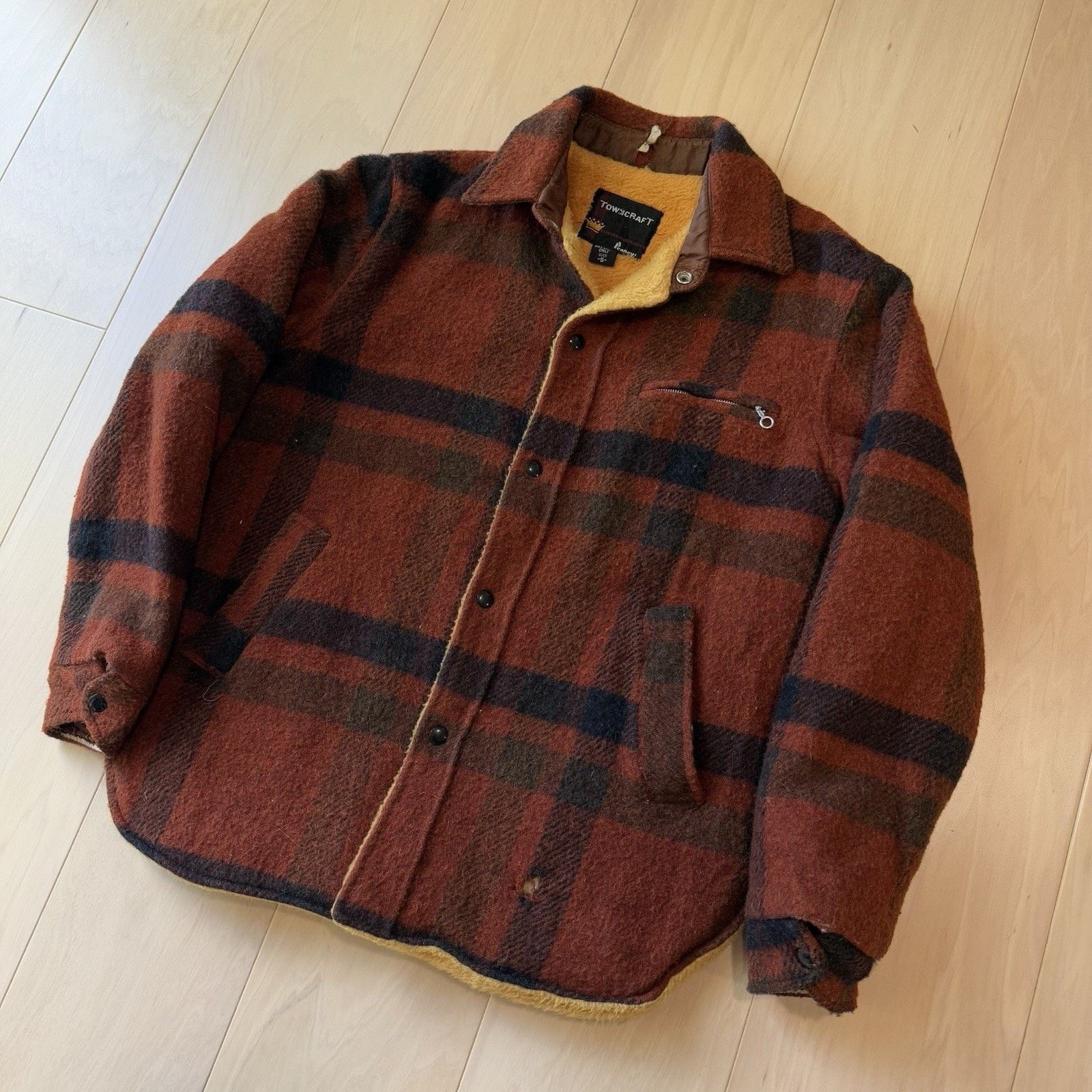 Vintage Vintage Penny's Towncraft Shirt Jacket Small Orange Black Size US M / EU 48-50 / 2 - 10 Thumbnail