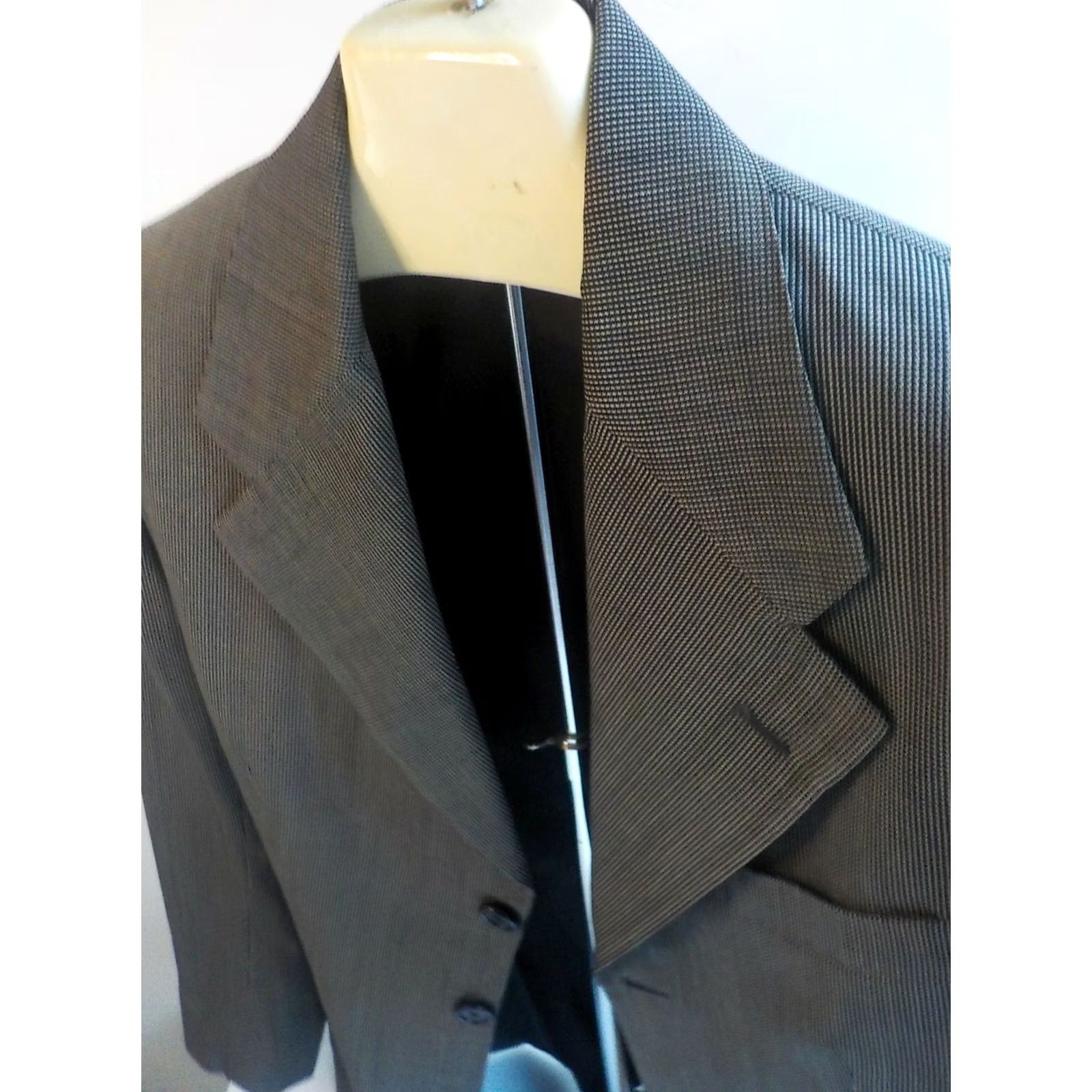 Vintage VINTAGE Ralph Lauren Blue Label 2 PC Pants Suit Wool Black/Ivory Size 4 Womens USA 100% Wool Pleated Front 2 Piece Suit Size 27" / US 4 / IT 40 - 6 Thumbnail