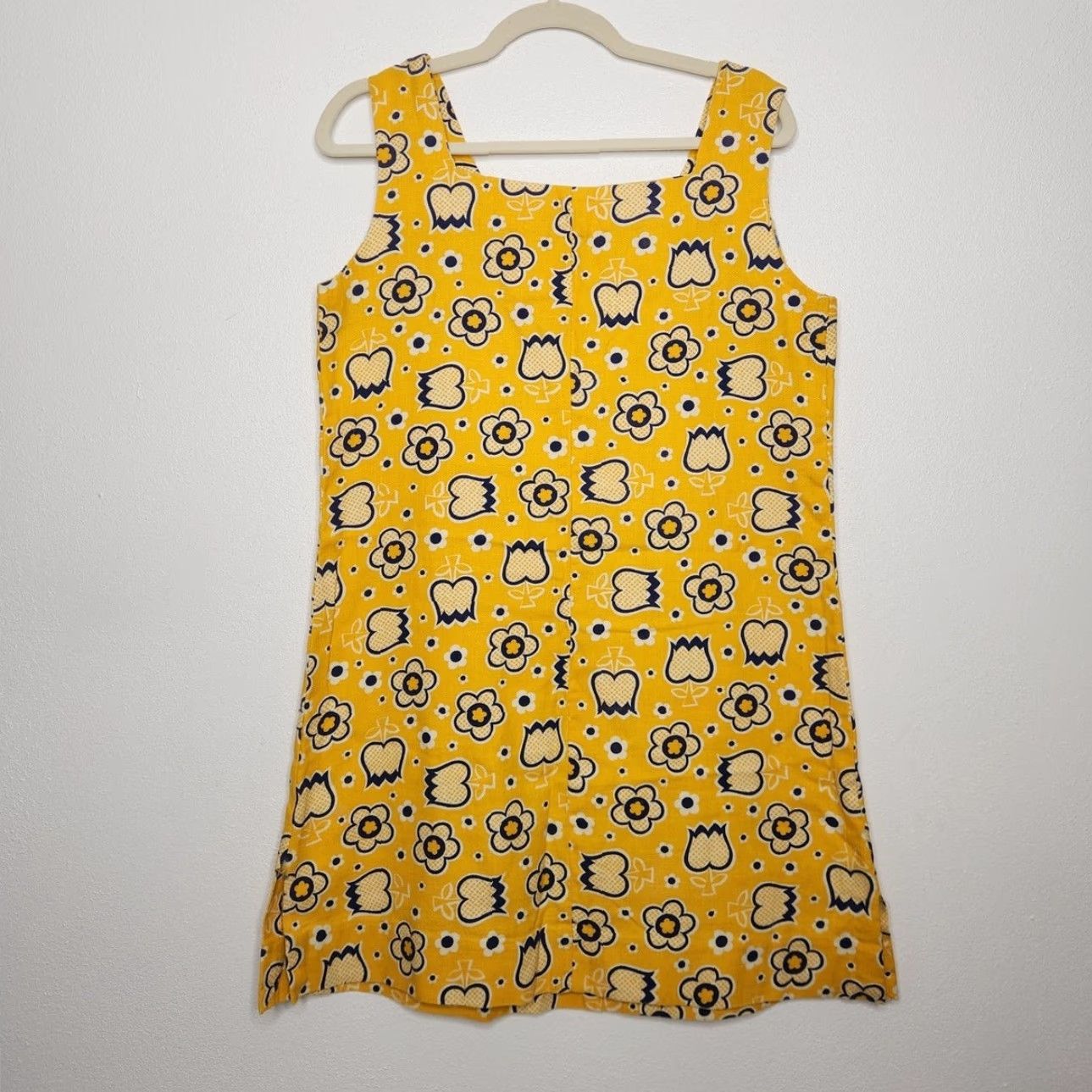 Vintage VINTAGE Dress Tulip Flower Tunic Boxy Mini Short Yellow 60s 70s Women Girls Mens Size S / US 4 / IT 40 - 7 Thumbnail