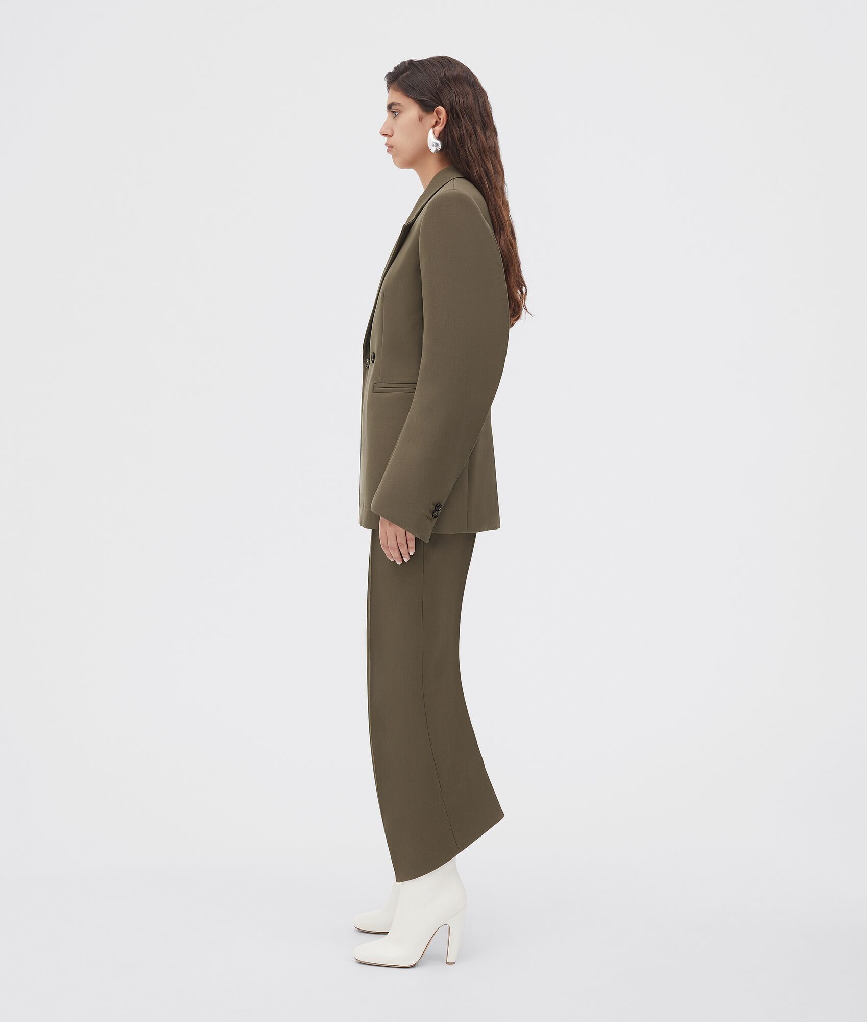 Bottega Veneta o1n1vont0325 Compact Wool Jacket With Curved Sleeves Size M / US 6-8 / IT 42-44 - 2 Thumbnail