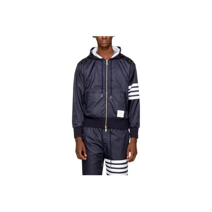 Thom Browne Thom Browne Navy Hooded Long Sleeve Jacket Size US S / EU 44-46 / 1 - 1 Thumbnail