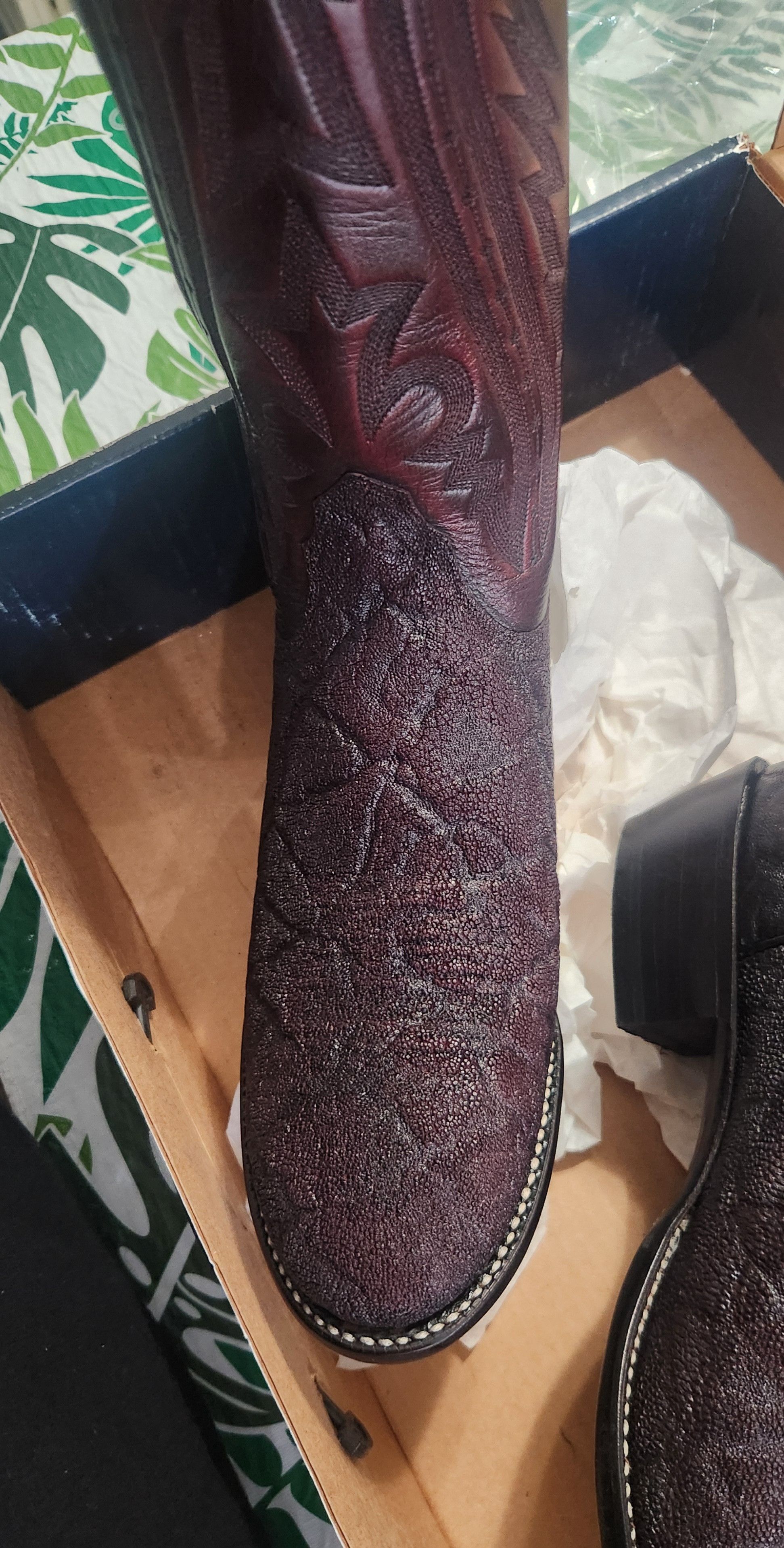 Lucchese × Vintage Lucchese 2000 african Exotic Black cherry boots 10.5 D T3039 Size US 10.5 / EU 43-44 - 7 Thumbnail