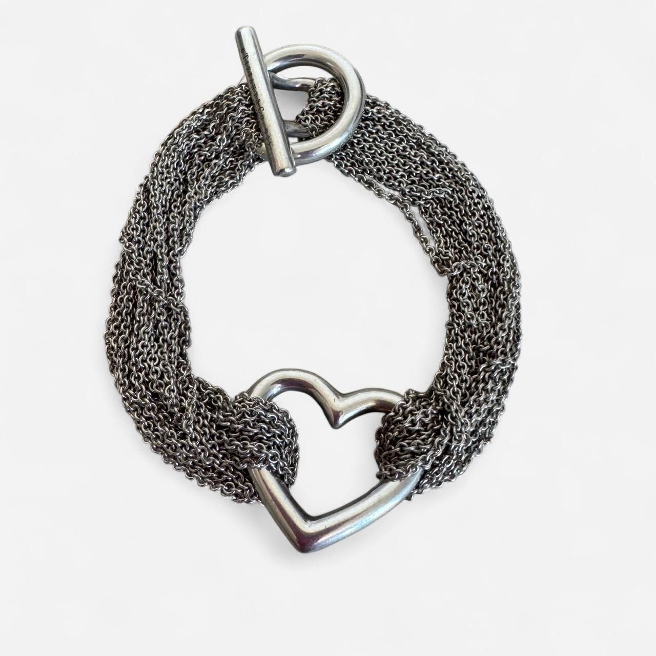 Tiffany & Co. Tiffany & Co Silver Multi Strand Mesh Heart Toggle Bracelet Size ONE SIZE - 1 Thumbnail