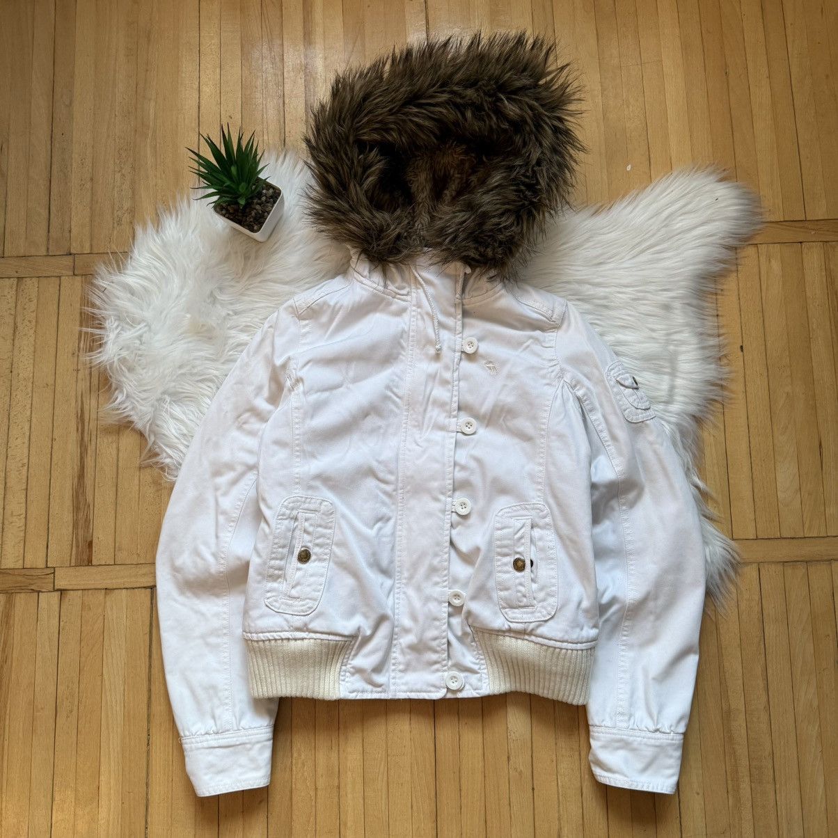 Abercrombie & Fitch 📌Crazy Abercrombie & Fitch Vintage Fur Bomber Jacket Size S / US 4 / IT 40 - 1 Thumbnail