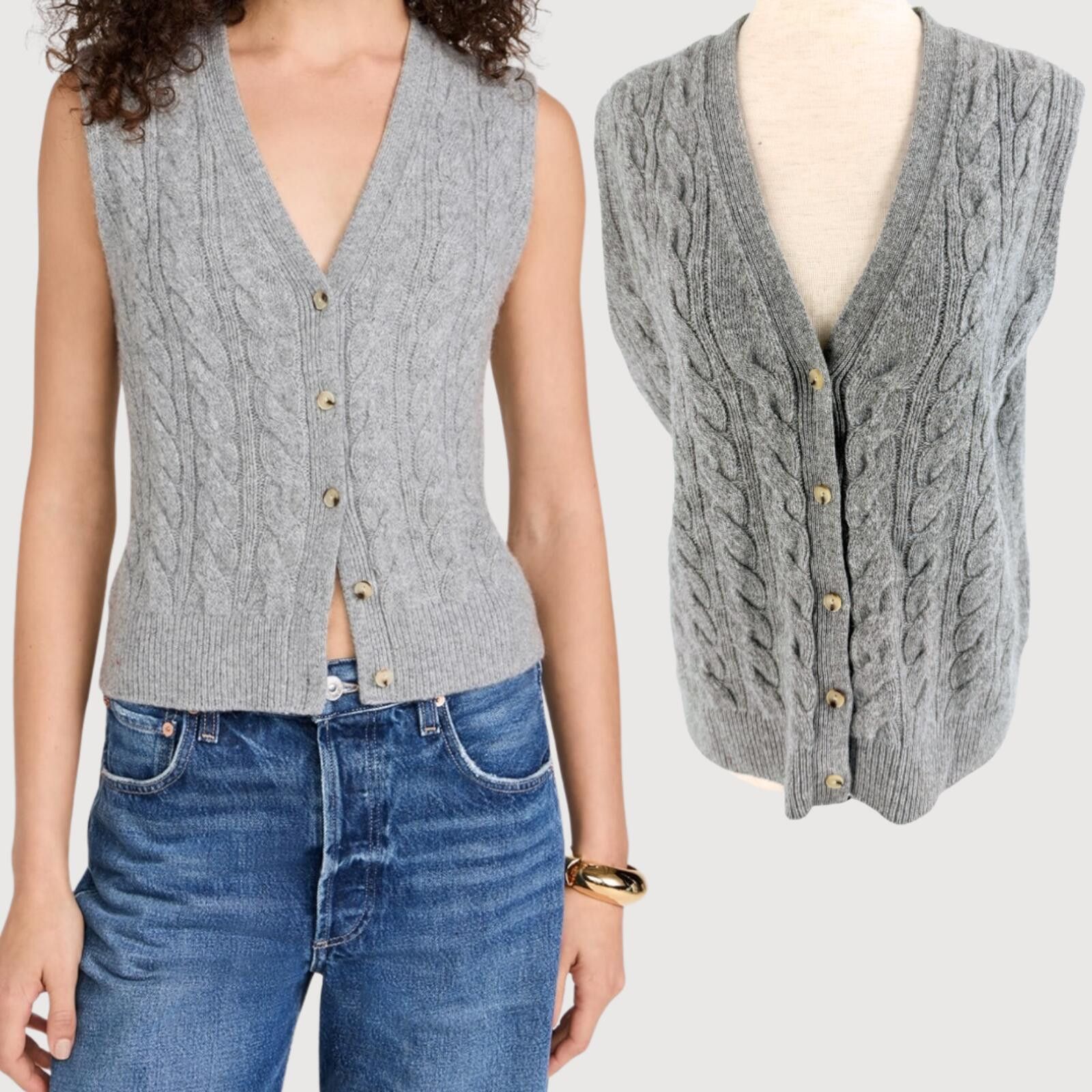Vince Vince Cashmere Wool Cable Knit Button Vest XL Size XL / US 12-14 / IT 48-50 - 1 Thumbnail
