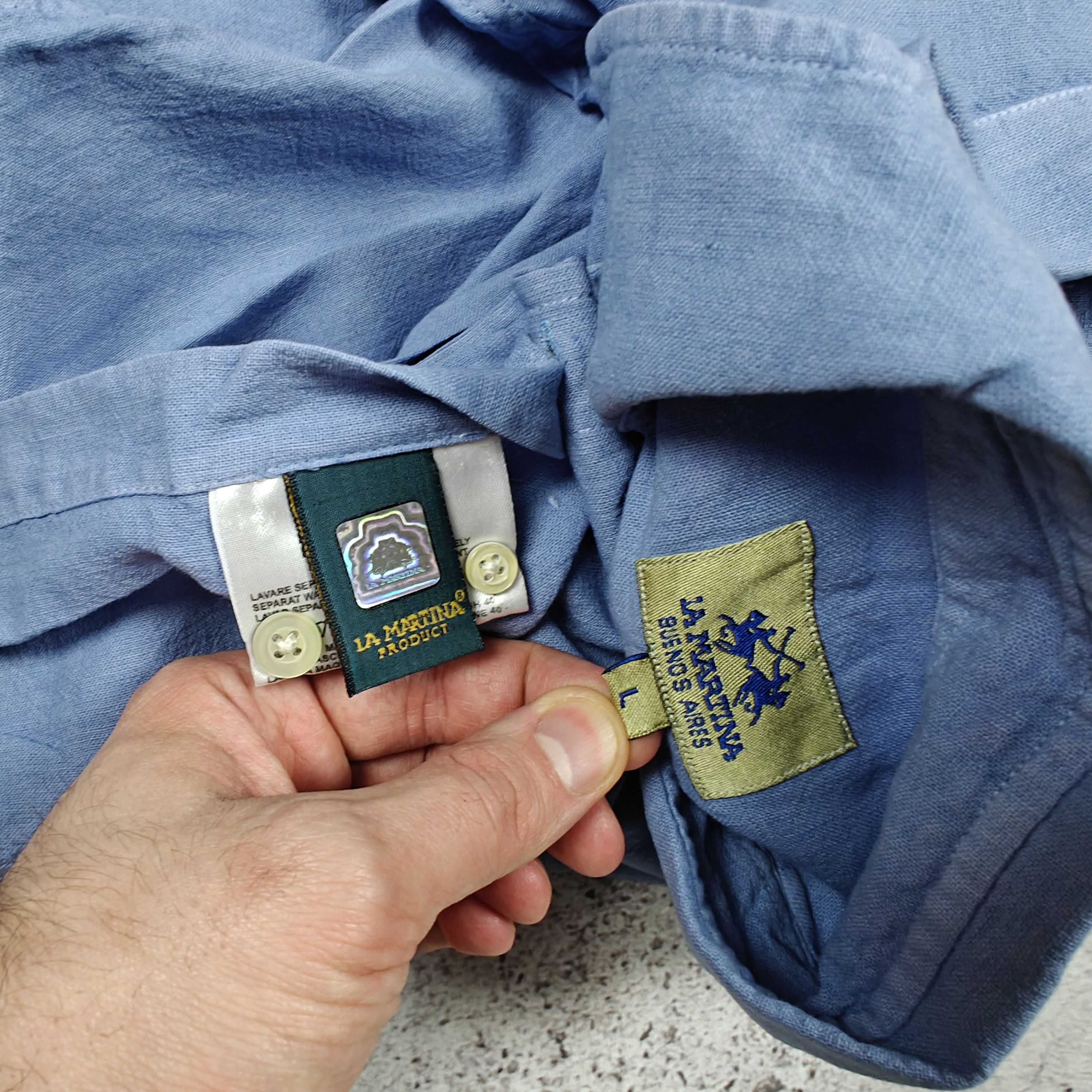 La Martina La Martina Linen Shirt Buenos Aires Collared Blue size L Size US L / EU 52-54 / 3 - 8 Thumbnail