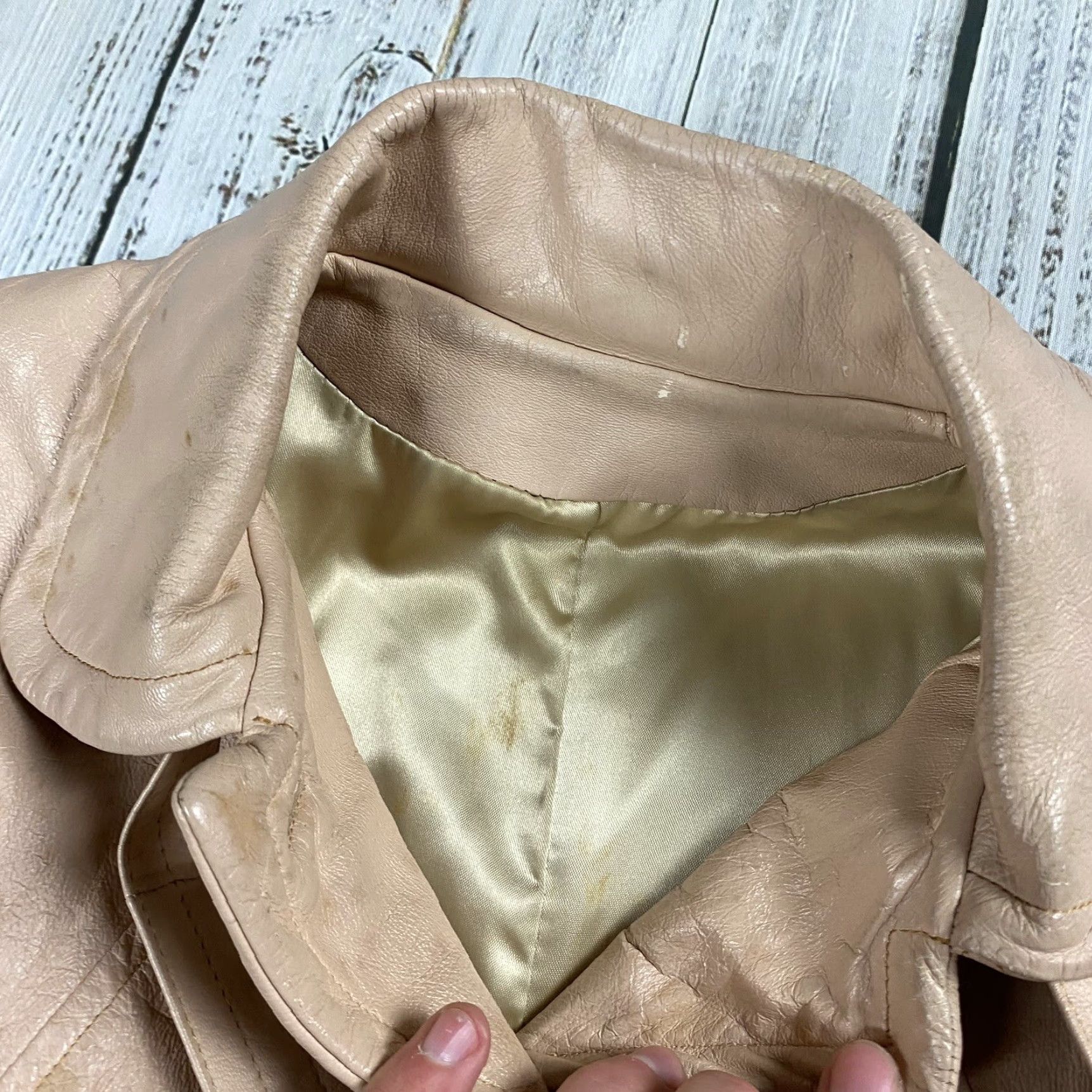Vintage VINTAGE ALBERT ALFUS 1960s Leather Jacket M/L ROSE PINK TAN Mod/GoGo Womens Size M / US 6-8 / IT 42-44 - 6 Thumbnail