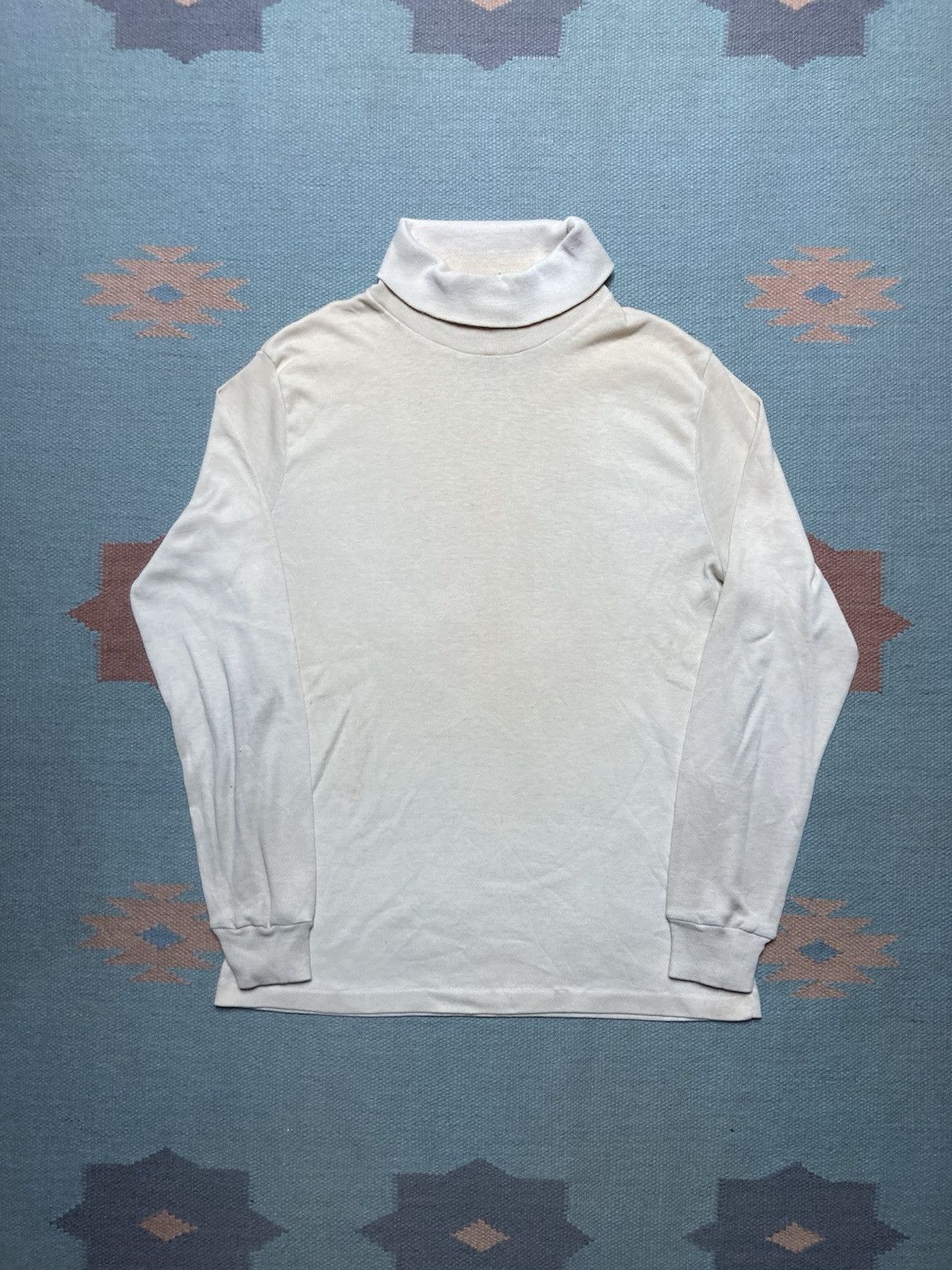 Vintage Vtg 60s 70s turtleneck shirt blank white soft comfy adult XL Size US XL / EU 56 / 4 - 1 Thumbnail