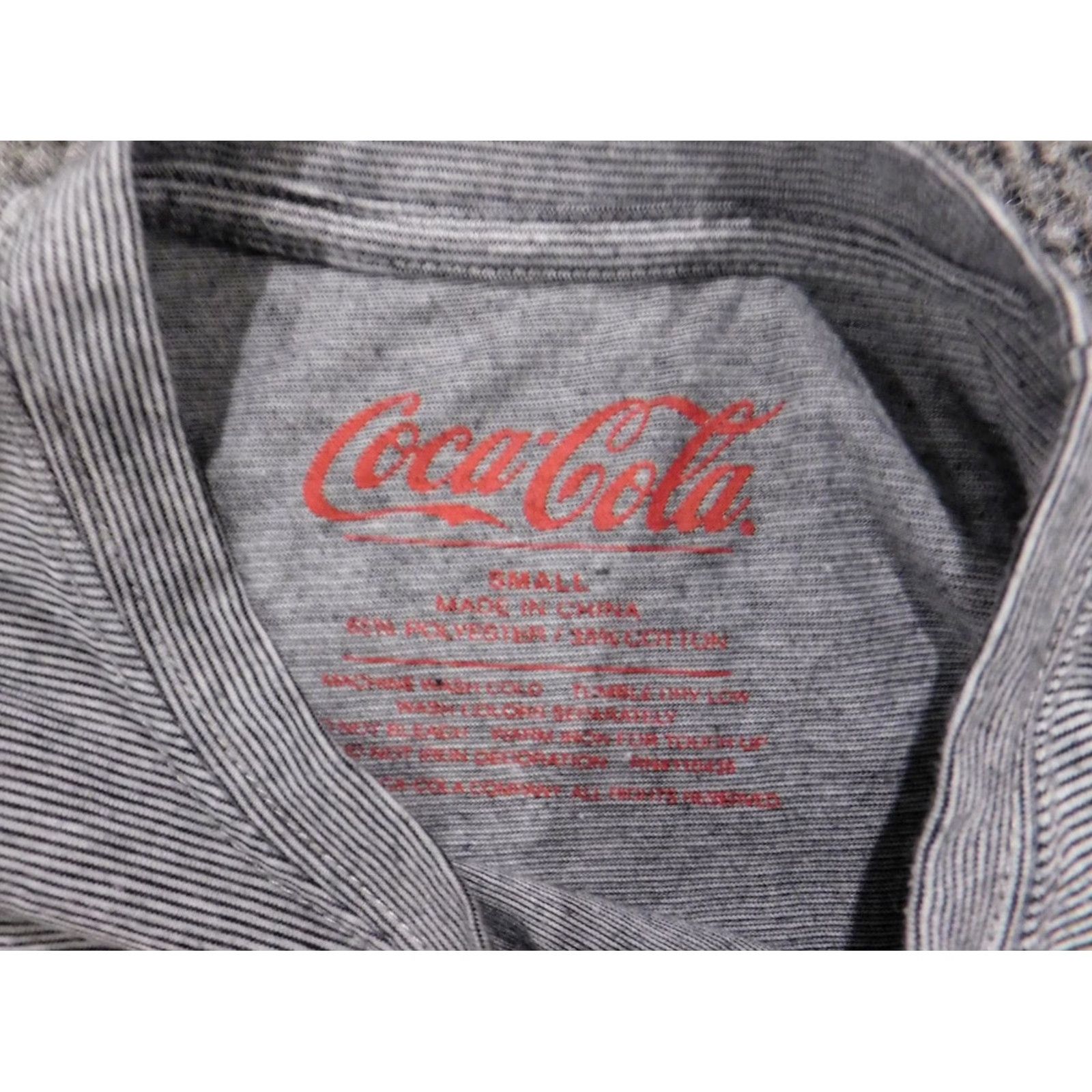 Vintage Coca-Cola Shirt Men Small Gray Striped Logo Crew Neck Short Sleeve T-Shirt Knit Cotton Polyester Logo Vintage No Size US S / EU 44-46 / 1 - 6 Thumbnail