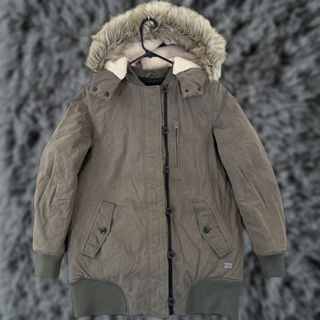 American Eagle Outfitters VINTAGE American Eagle Outfitters Jacket Womens Large Brown Lined Parka Faux Fur Hooded Zip Size L / US 10 / IT 46 - 1 Thumbnail
