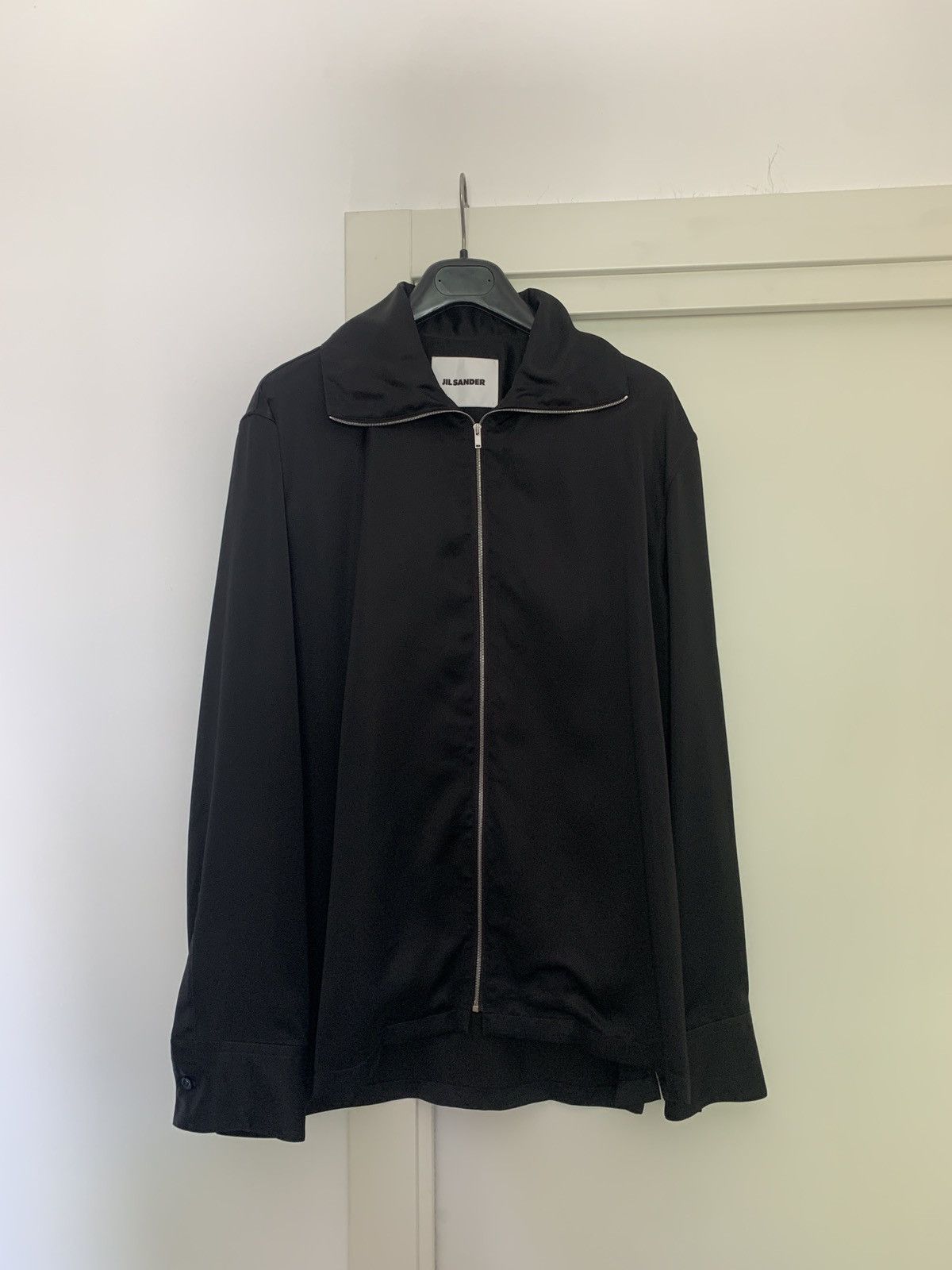 image of Jil Sander Fw 21 Silk/ Viscose Blend Zip Up in Black, Men's (Size Medium)