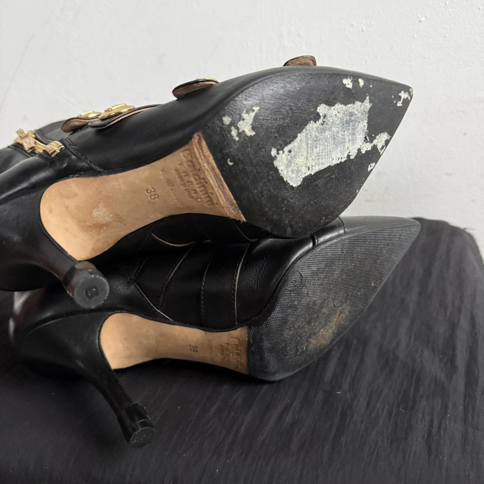 Baldinini Baldinini Black Leather Pointed Toe Ankle Boots Size US 5 / IT 35 - 6 Thumbnail