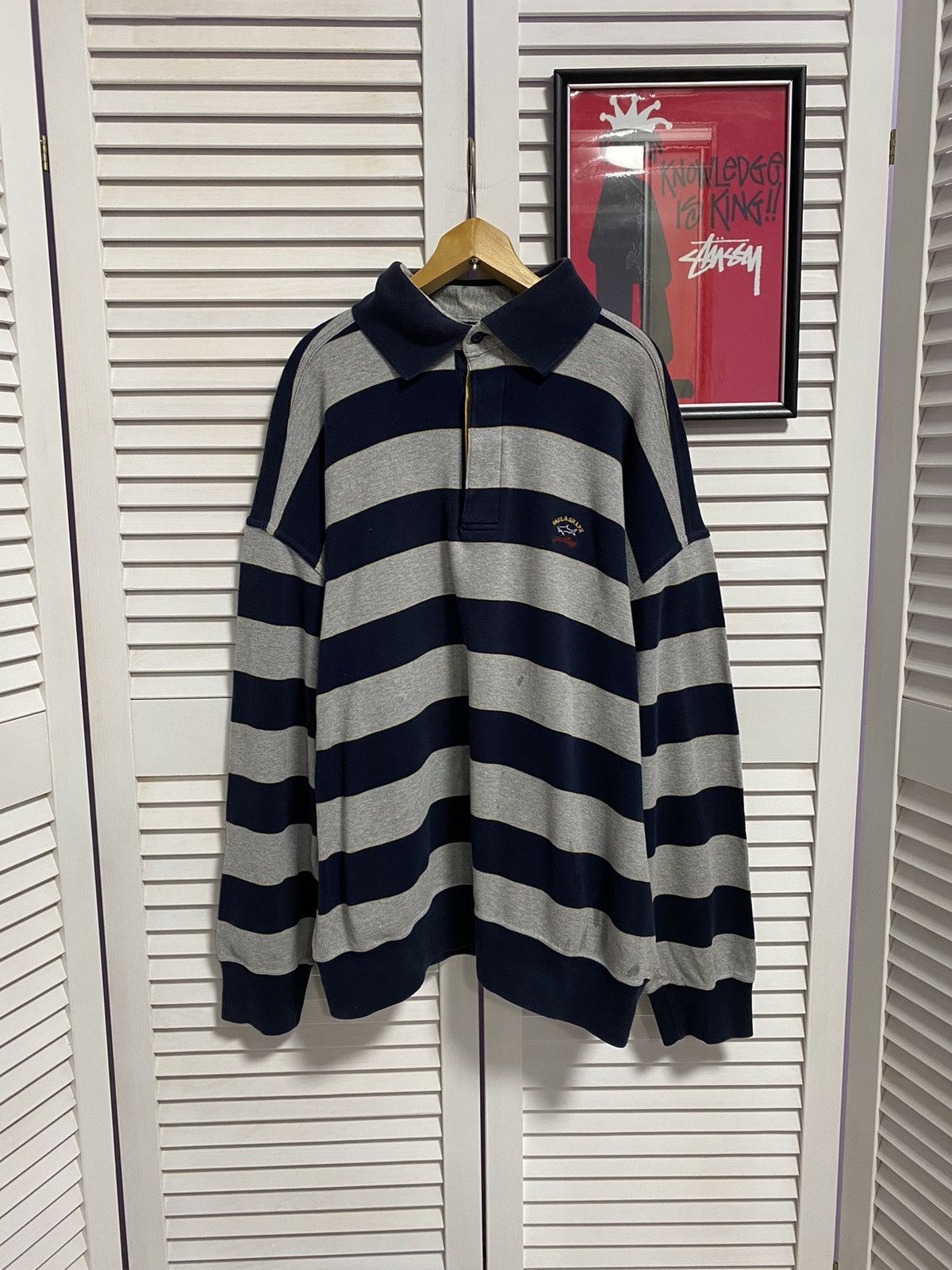 Paul & Shark × Vintage Vintage Longsleeve Rugby Shirts Paul Shark Yachting Striped Size US L / EU 52-54 / 3 - 1 Thumbnail
