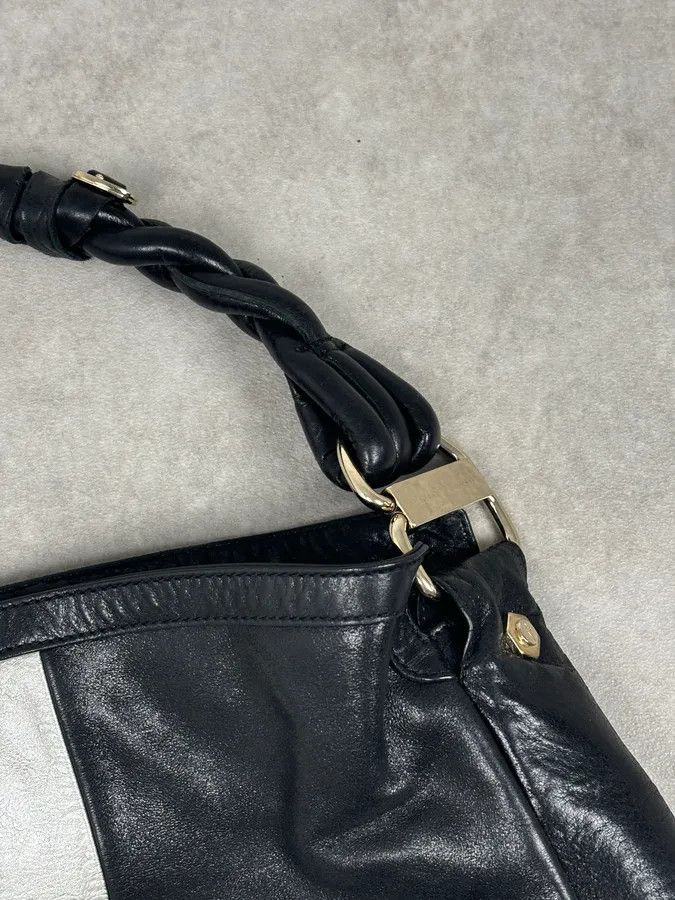 Vintage Cesare Paciotti Black Gold Stripe Leather Shoulder Bag Size ONE SIZE - 9 Thumbnail