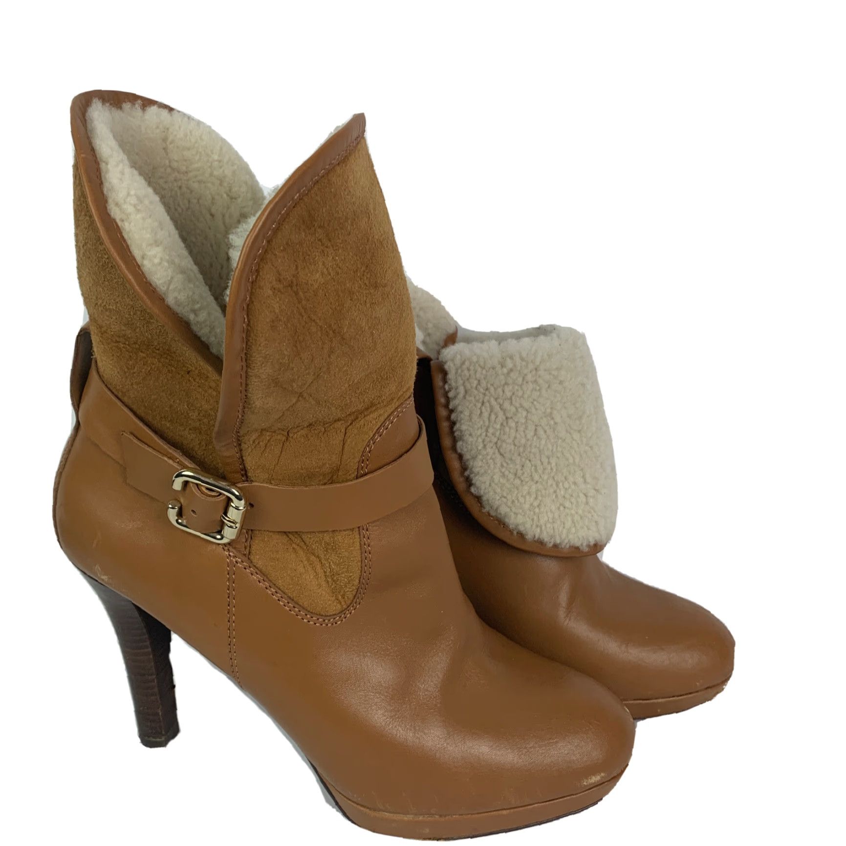 Brooks Brothers VINTAGE Brooks Brothers Women’s Bootie Brown Leather 4" Heeled Foldover Booties 8M Womens Boots Brown Leather 90s Size US 8 / IT 38 - 2 Thumbnail