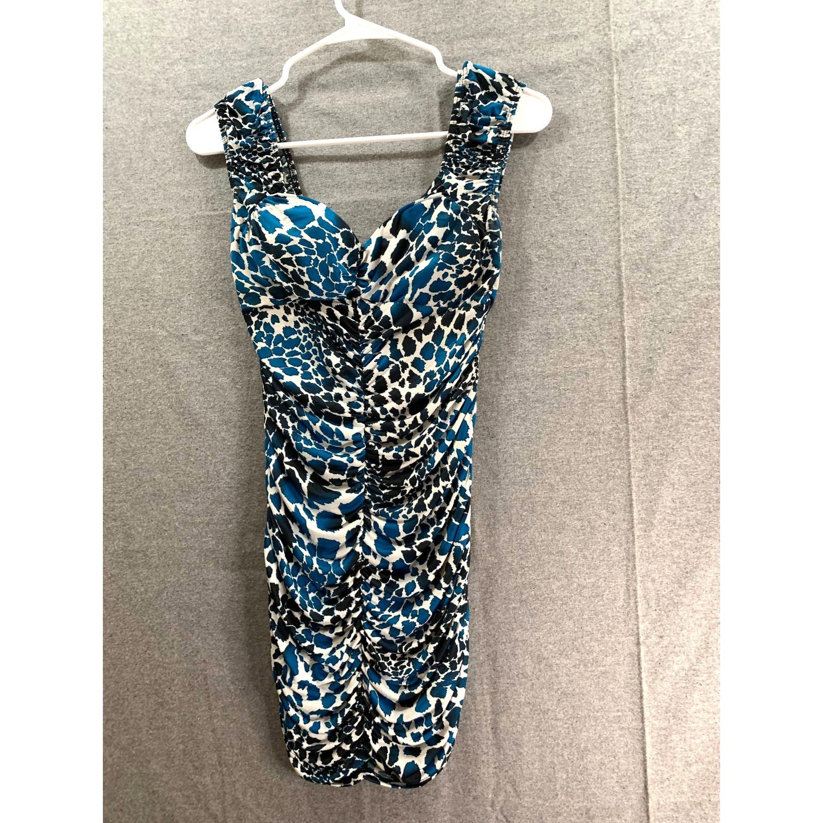 Other January 7 Blue Leopard Print Dress Women SMall Mini Dress Size S / US 4 / IT 40 - 1 Thumbnail