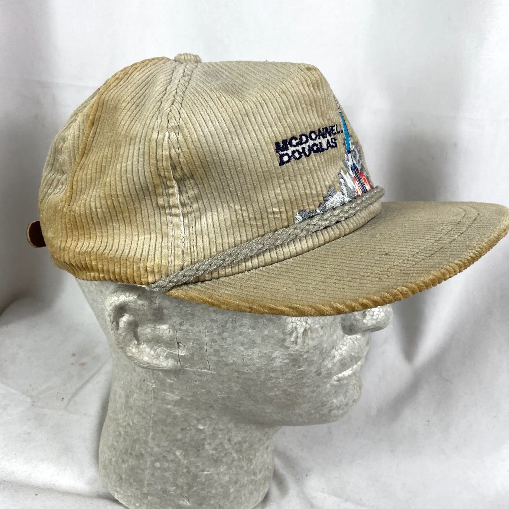 NASA VINTAGE NASA Titan Missile McDonnell Douglas Hat Cap Strap Back Blue Corduroy Cap Strap Back Size ONE SIZE - 3 Thumbnail