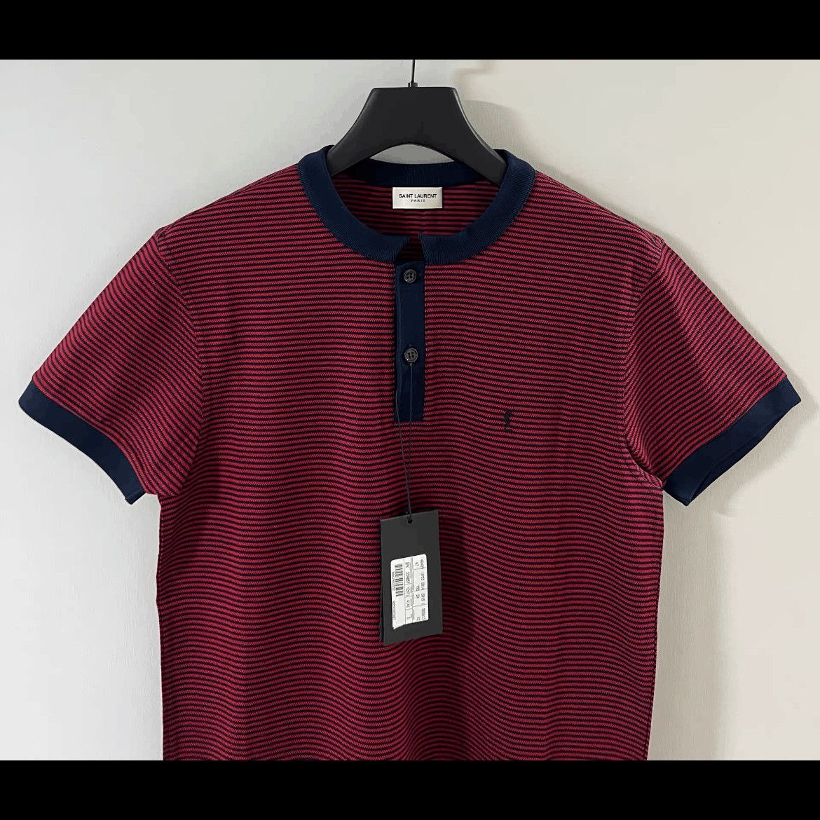Saint Laurent Paris Saint Laurent Paris Henry Neck Stripe Tee-2508 Size US S / EU 44-46 / 1 - 3 Thumbnail