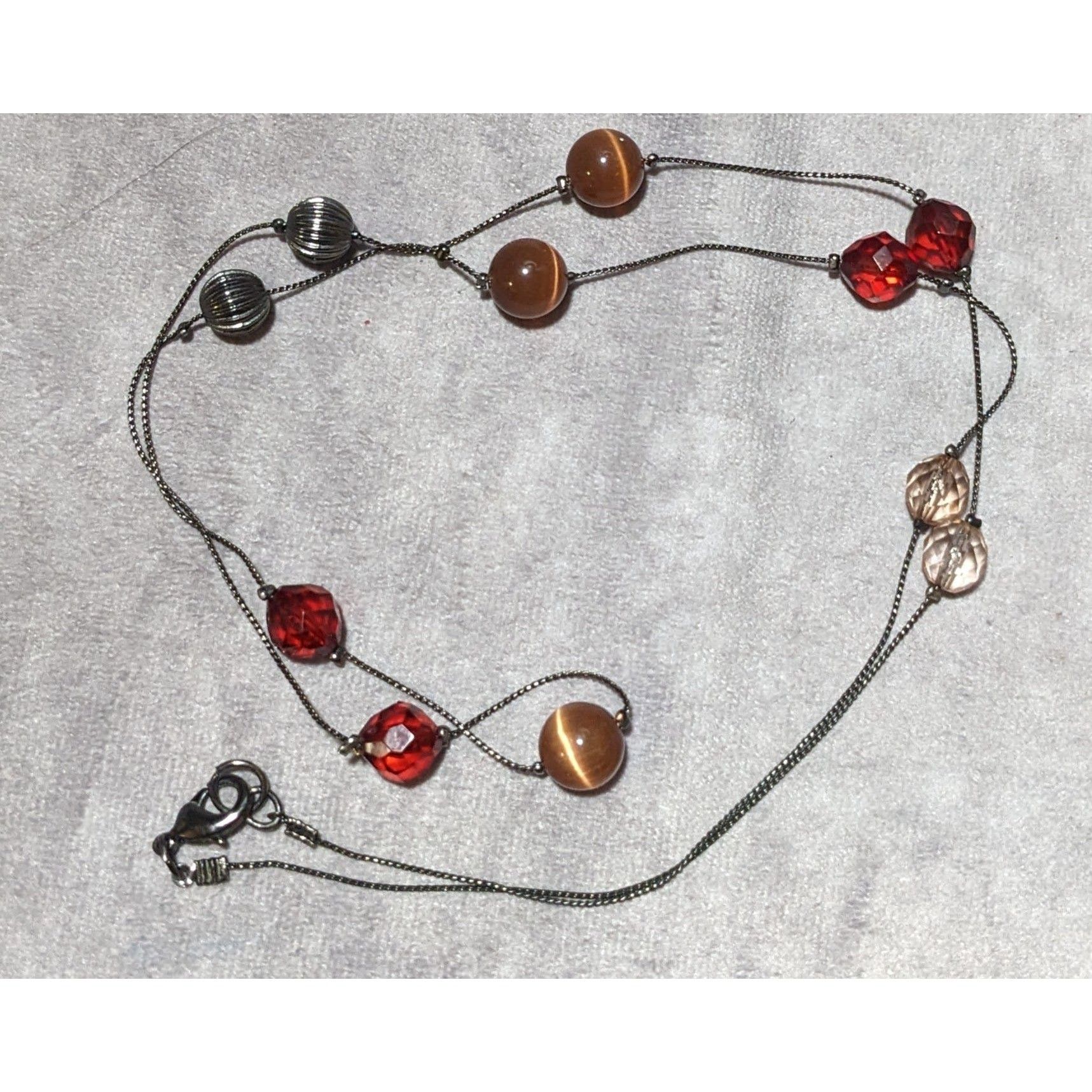 Other Red And Brown Glass Beaded Chain Necklace Size ONE SIZE - 7 Thumbnail