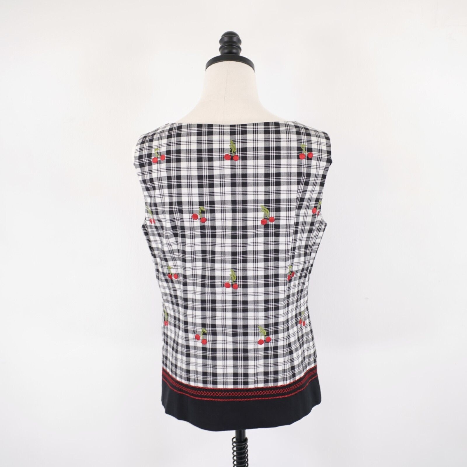 Talbots Talbots Stretch Black White Plaid Cherries Sleeveless Lined Size L / US 10 / IT 46 - 6 Thumbnail