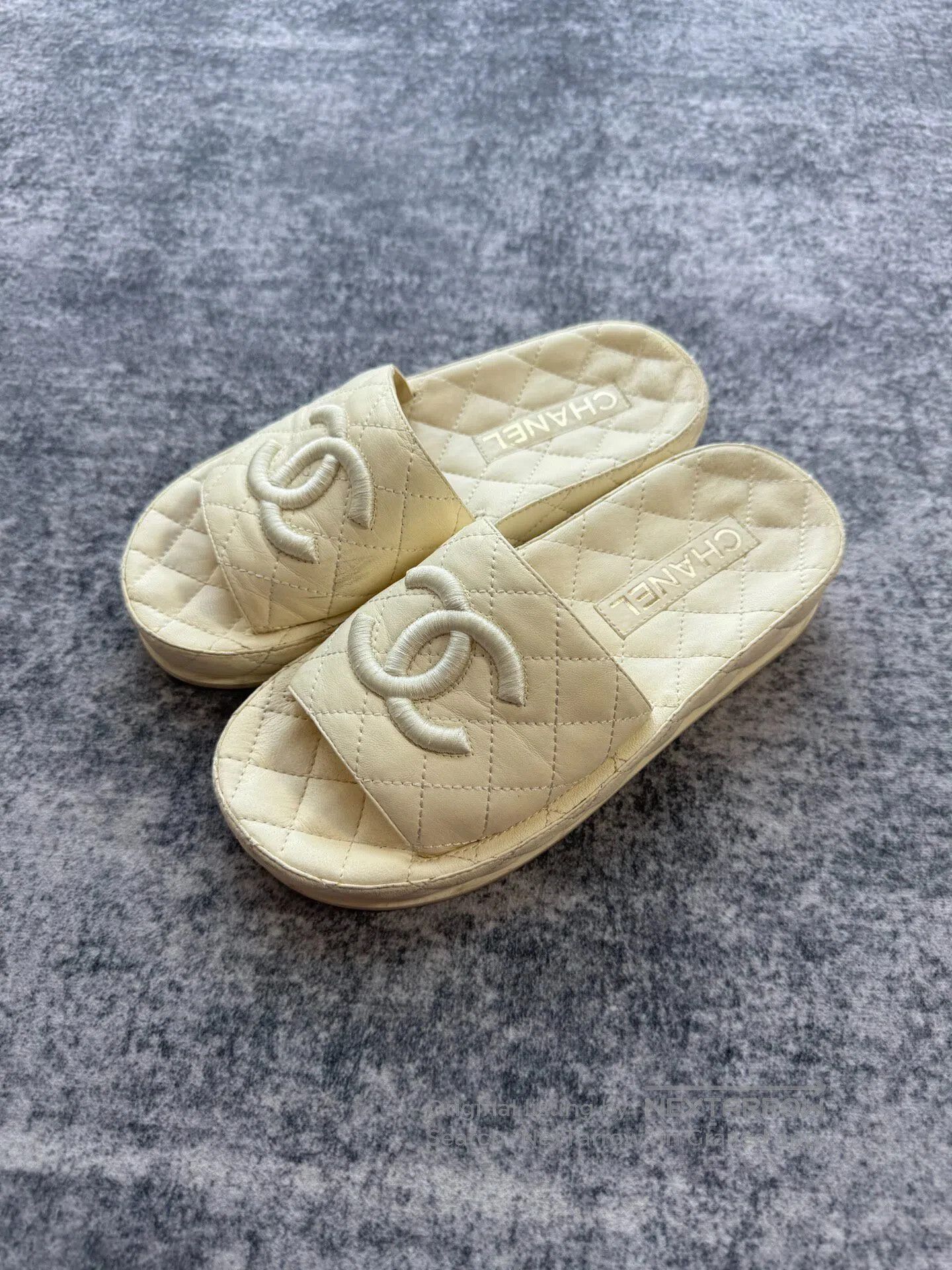 Chanel Chanel White Lambskin Slides| Size US 4.5 / IT 34.5 - 2 Thumbnail