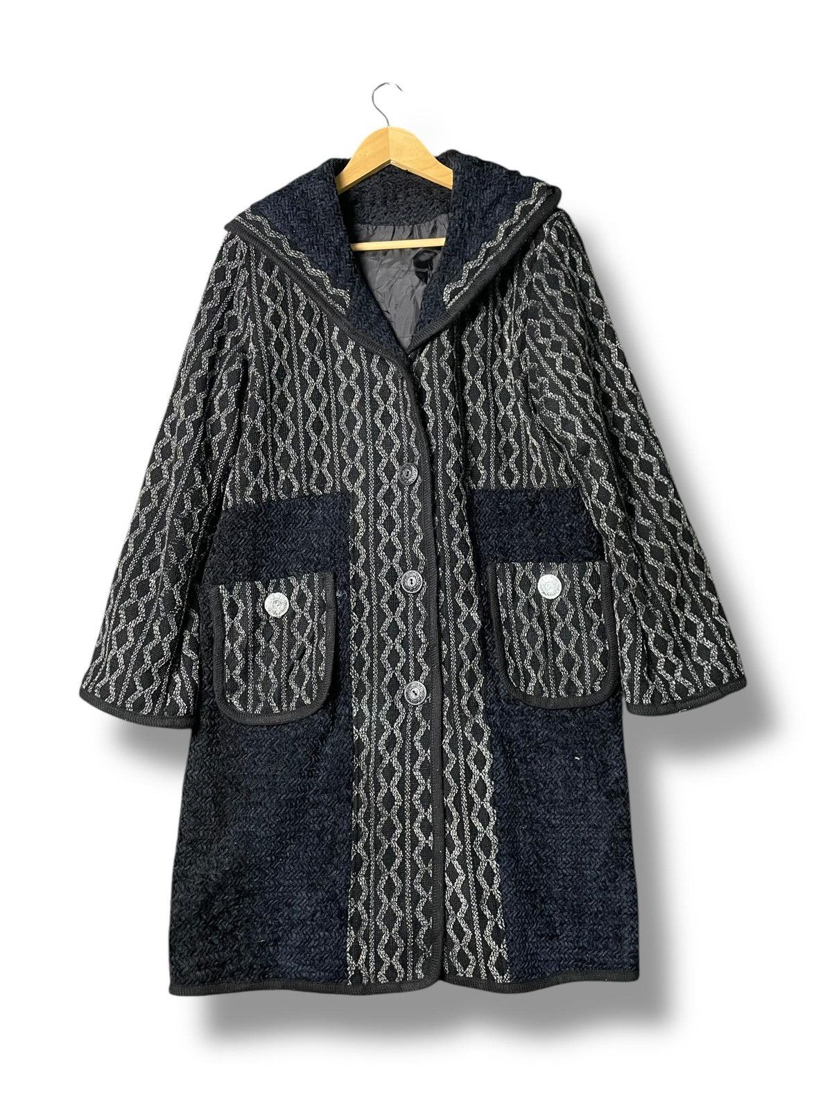 Japanese Brand Japanese Brand Abstract Hooded Long Coat (4) Size US L / EU 52-54 / 3 - 7 Thumbnail
