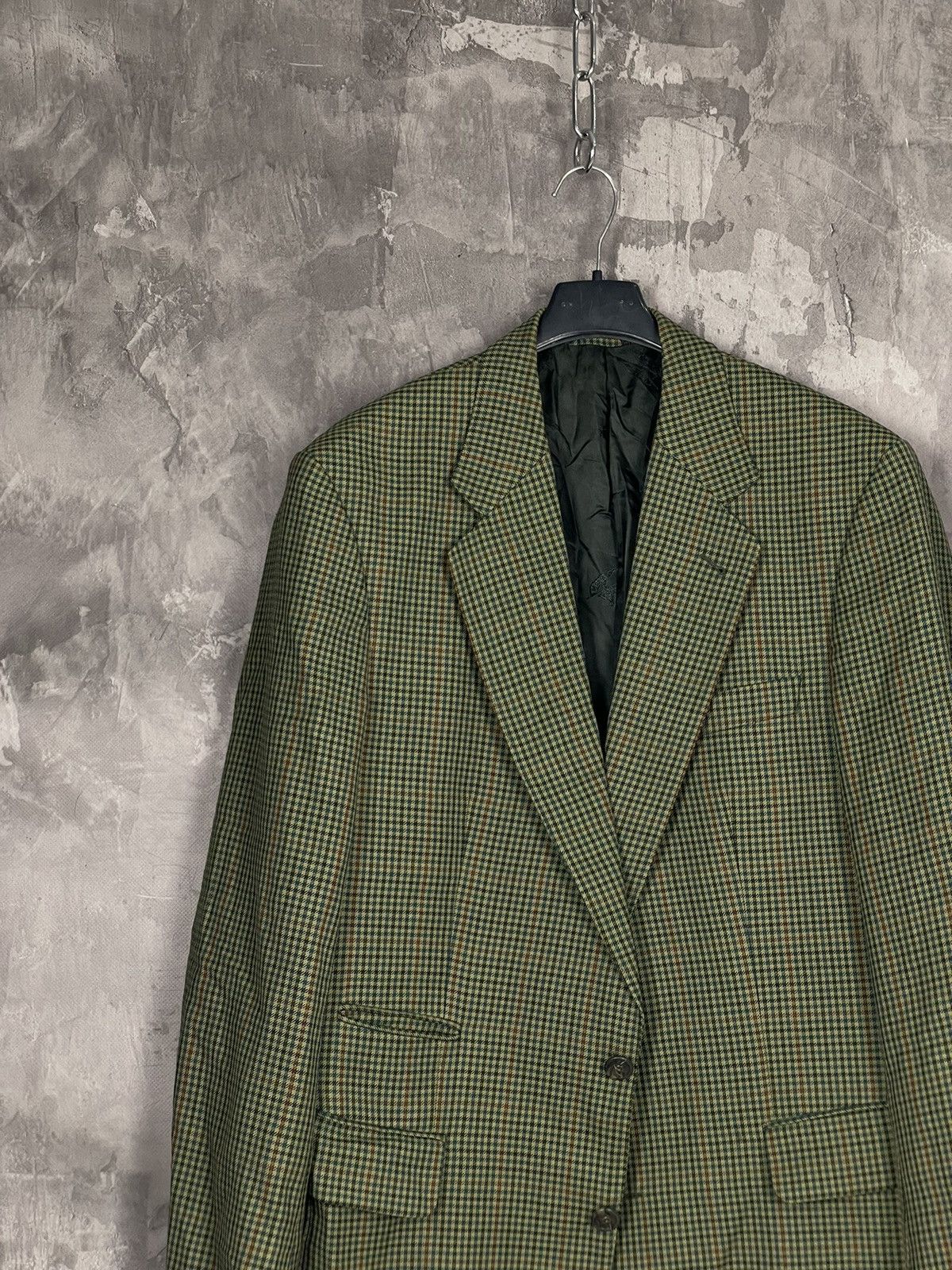 Burberry × Vintage Vintage Burberry Blue Check Wool Blazer Jacket Size 50R - 3 Thumbnail