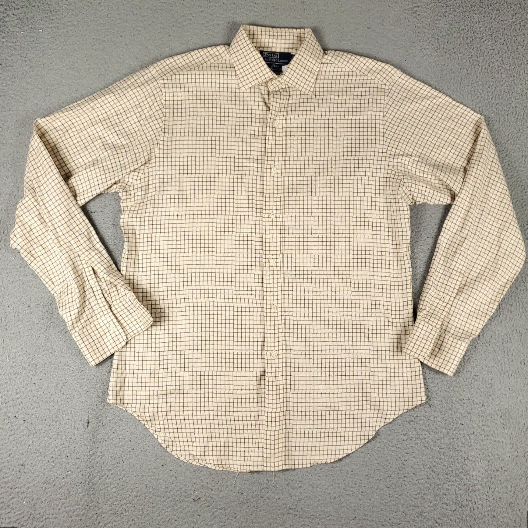 Ralph Lauren Ralph Lauren Dress Shirt Mens 15.5 Beige Check Long Sleeve Button-Down Regular Fit Size 40R - 2 Thumbnail