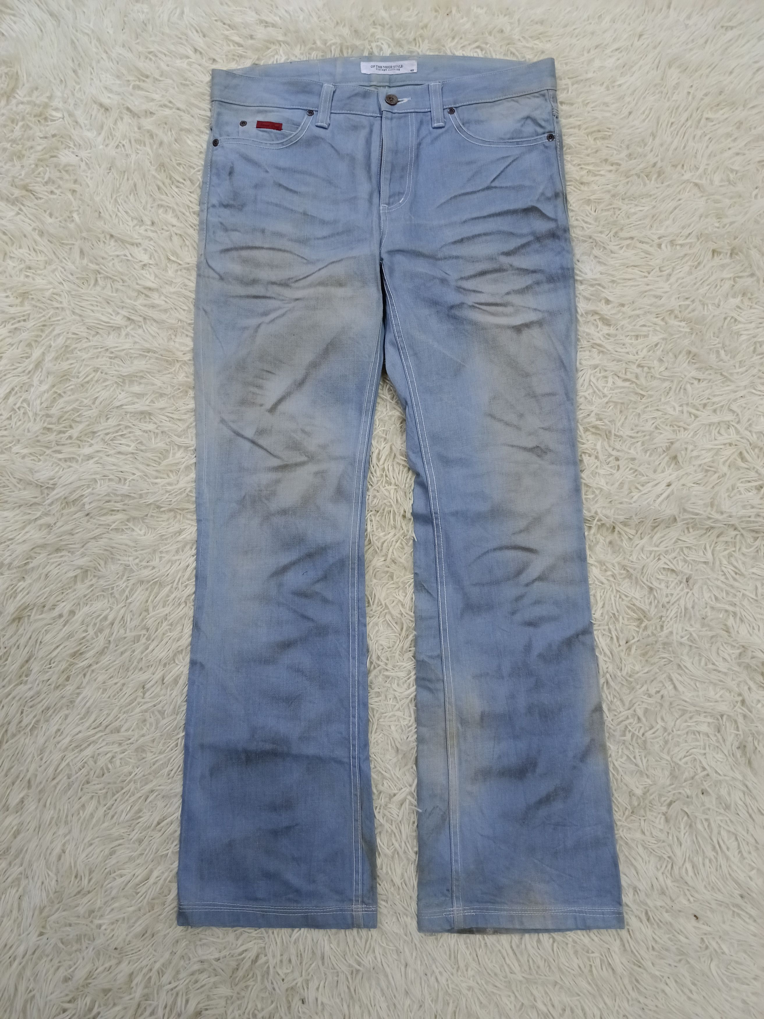 Japanese Brand FLARED🔥DiSTRESSED LIGHT BLUE MADE IN JAPAN OF THE NIEGE Size US 33 - 1 Thumbnail